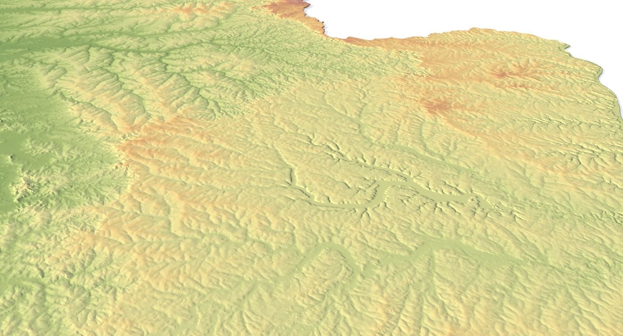 Paraguay Terrain 3D Map 3D model_11