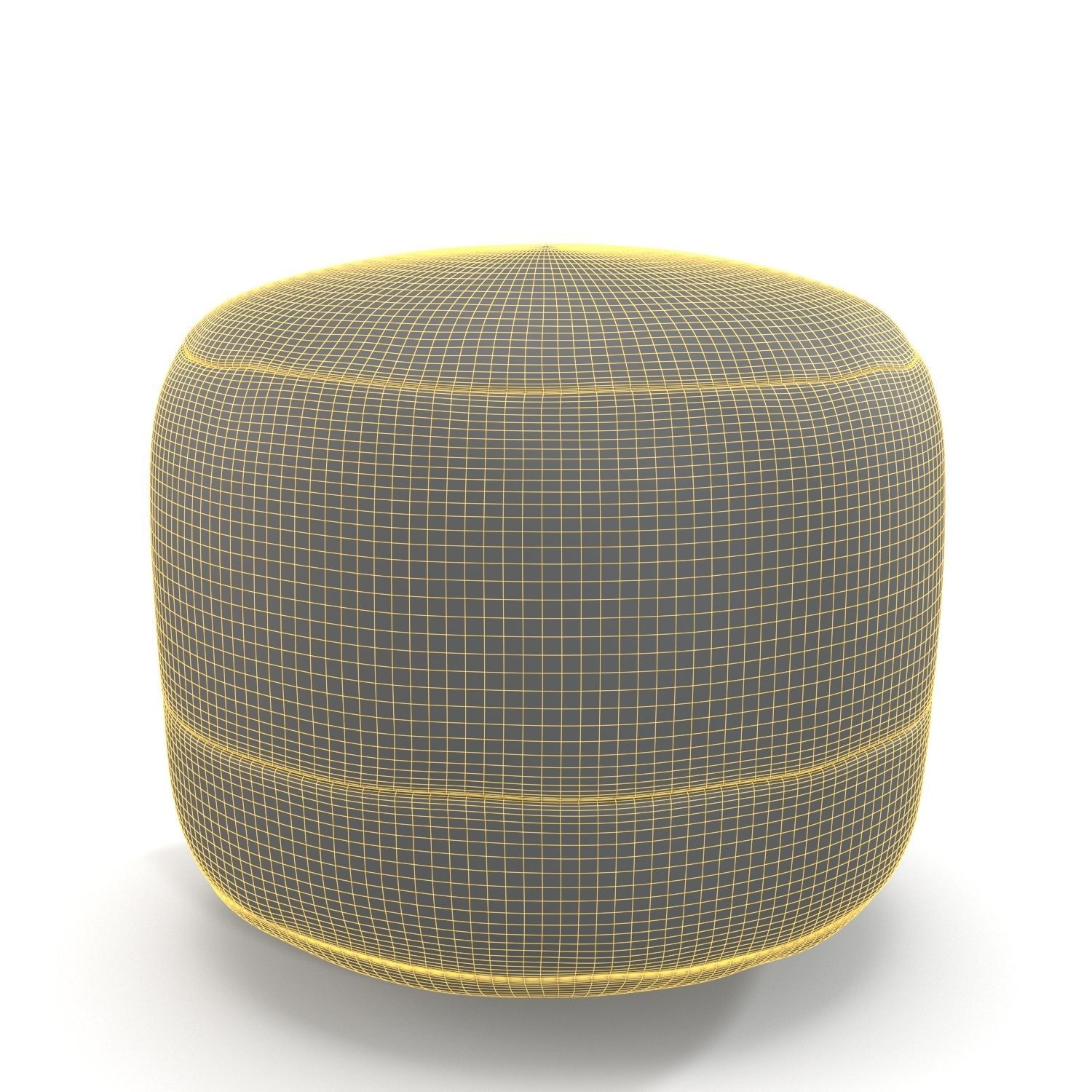 Cotton Canvas Round Pouf 3D model_5