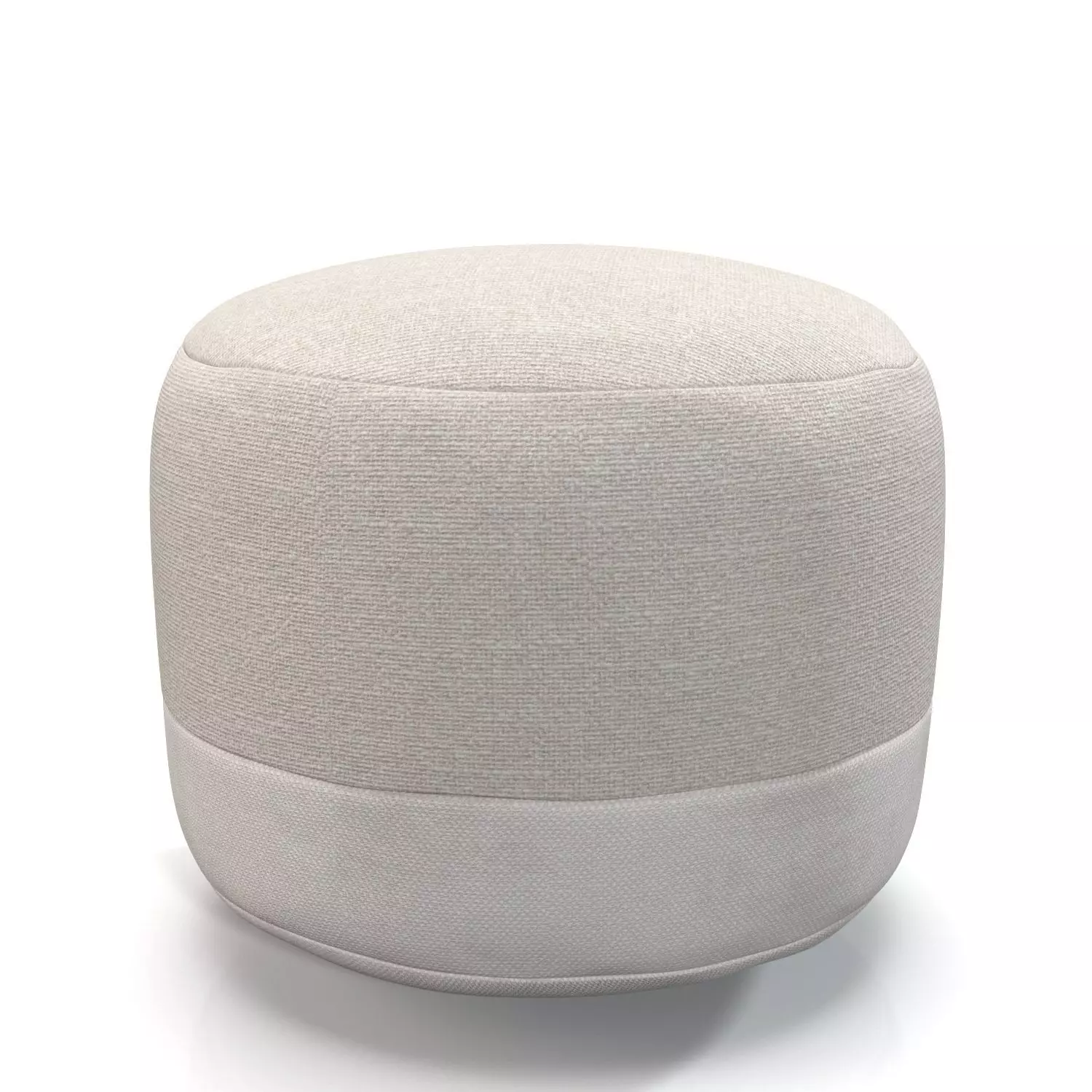 Cotton Canvas Round Pouf 3D model_0