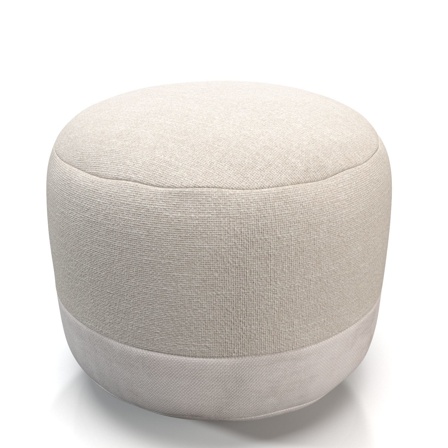 Cotton Canvas Round Pouf 3D model_2