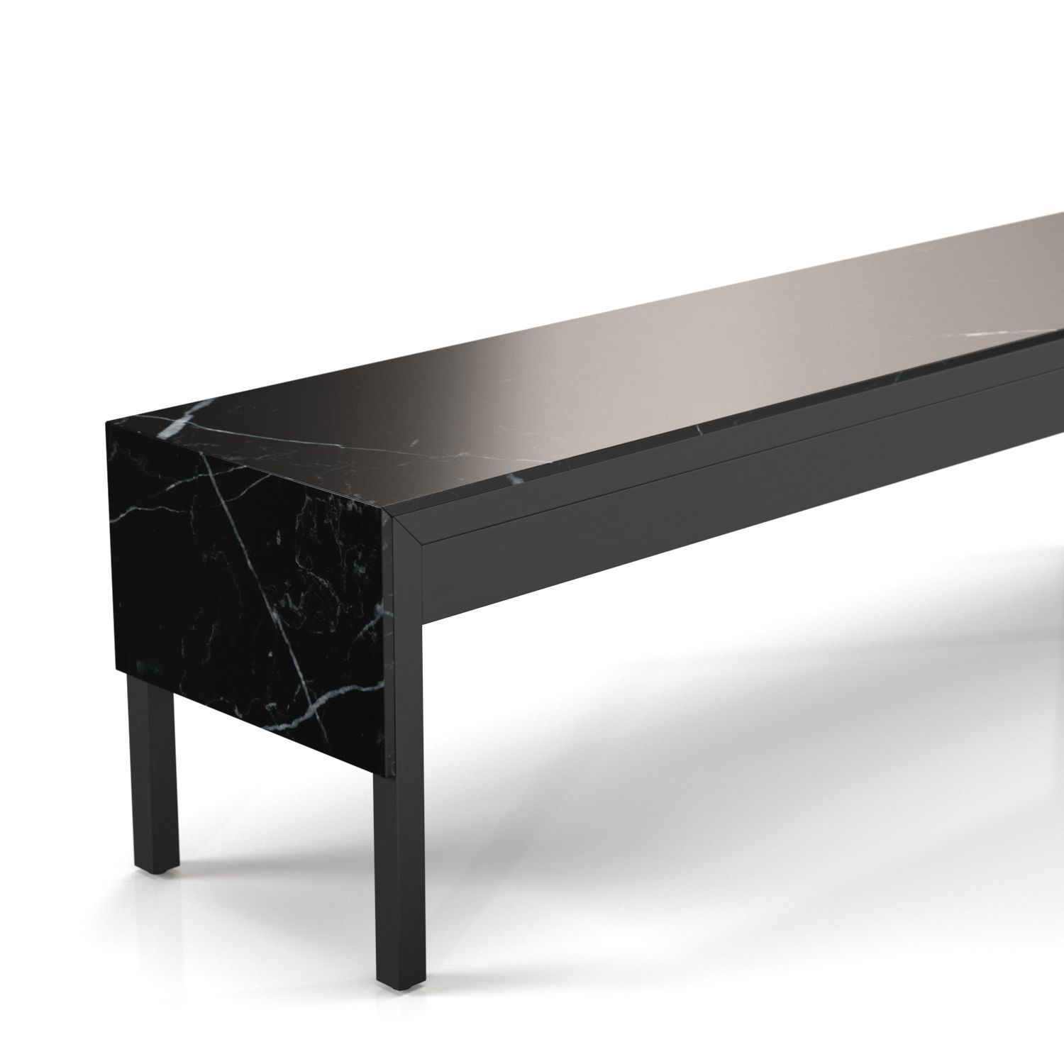 Wood Base Console Table With Top Stone PBR 3D model_3