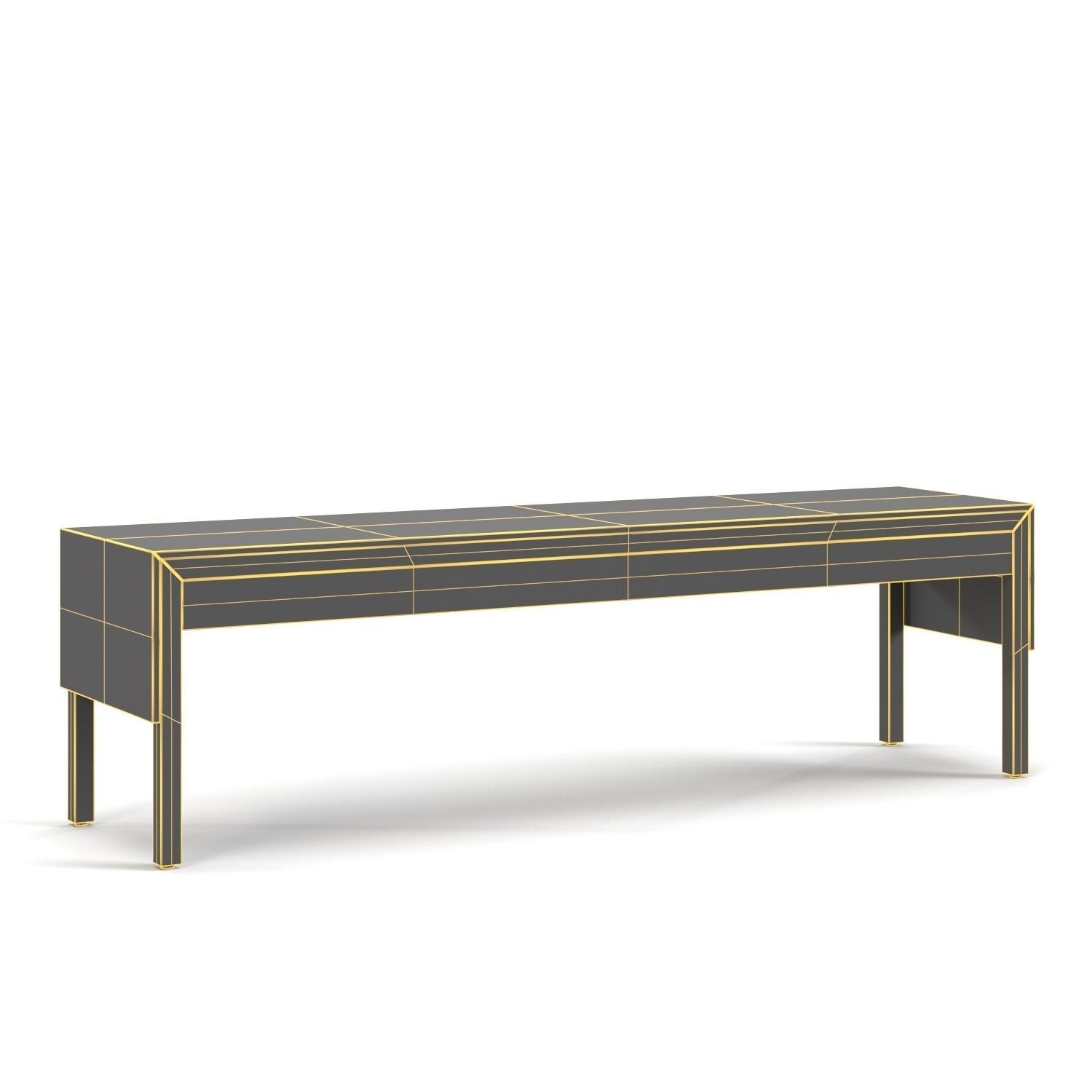 Wood Base Console Table With Top Stone PBR 3D model_5