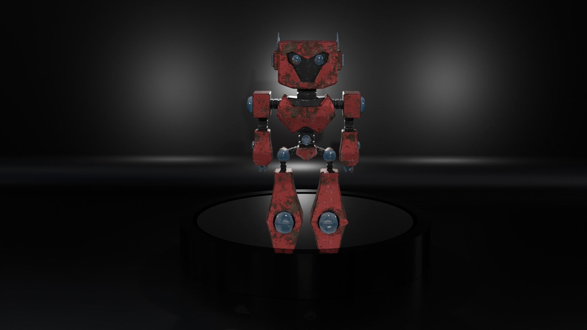 Red Robobot RR-01 - RIGGED 3D model_3