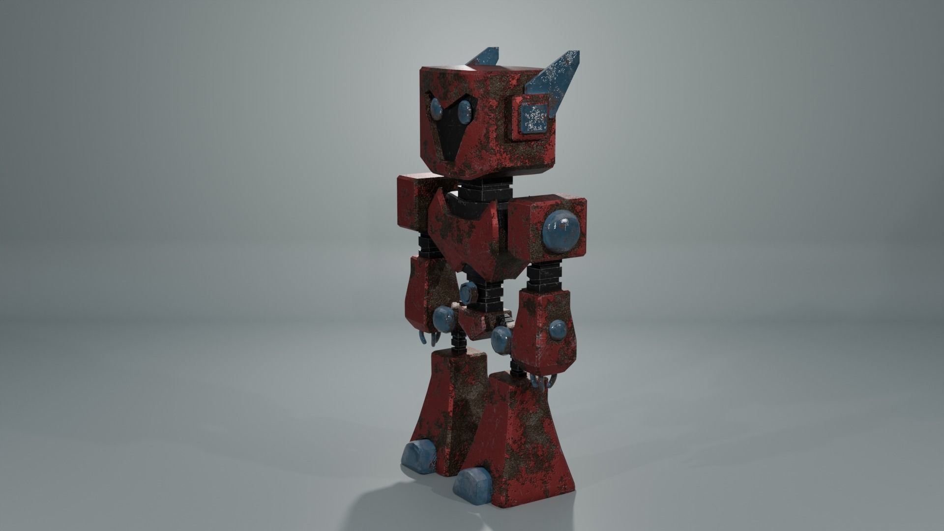 Red Robobot RR-01 - RIGGED 3D model_1