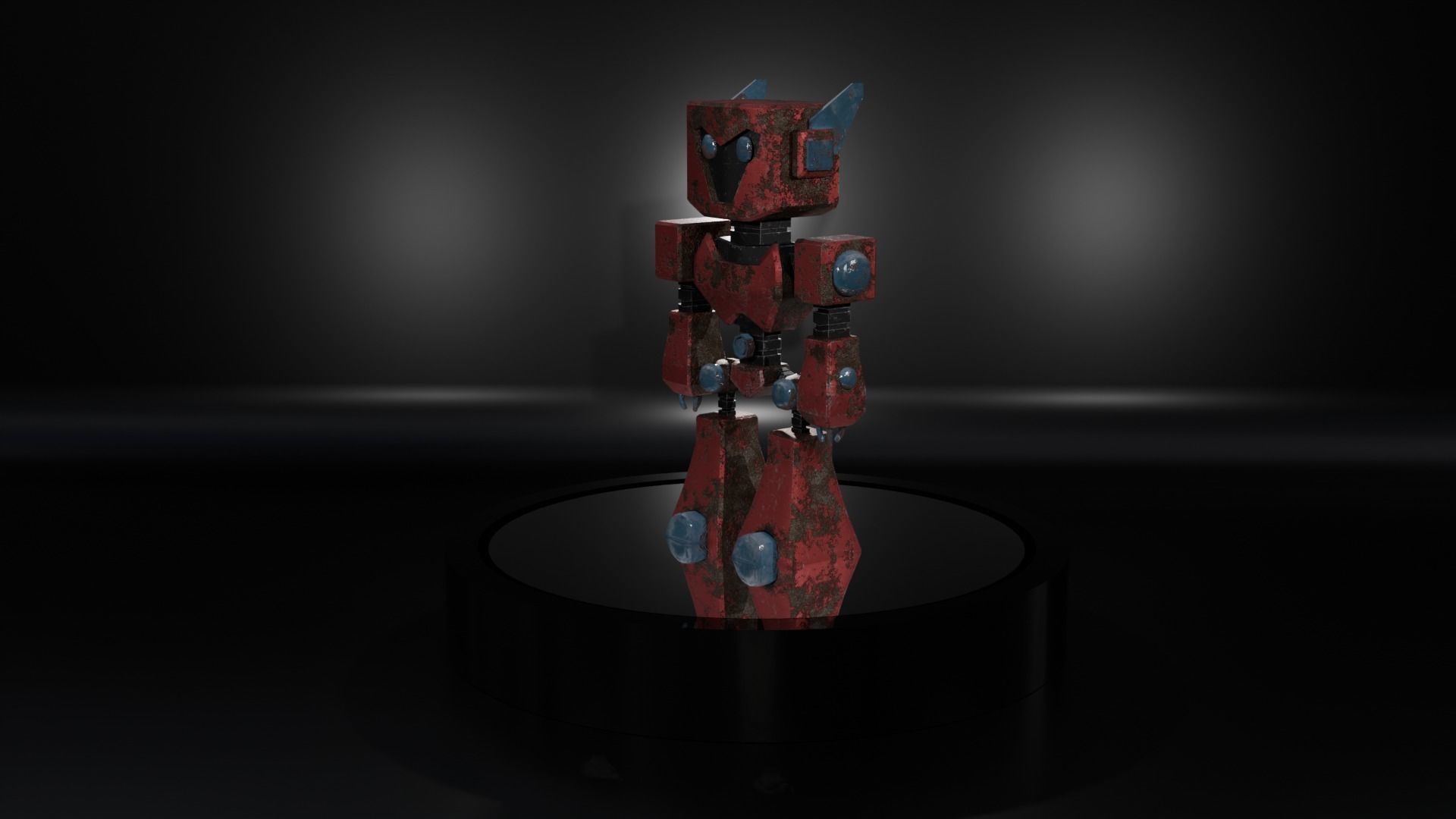 Red Robobot RR-01 - RIGGED 3D model_4