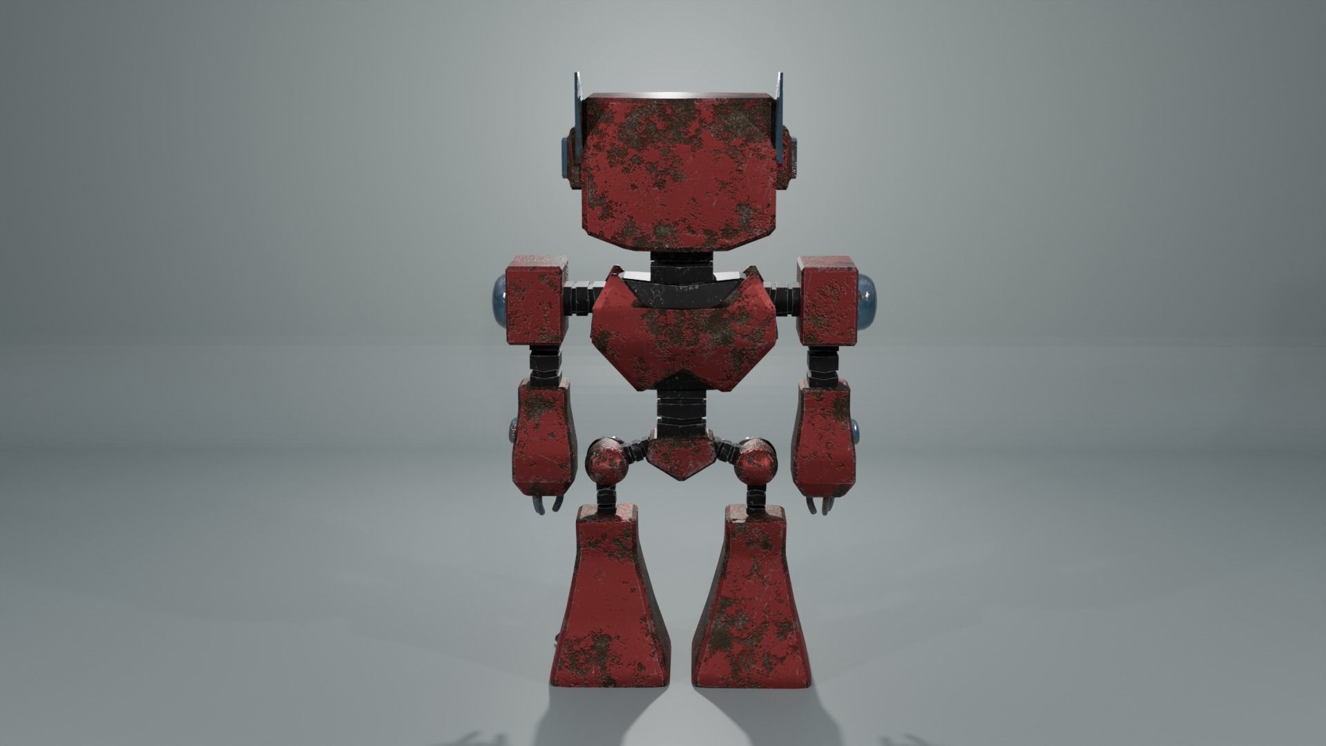 Red Robobot RR-01 - RIGGED 3D model_2