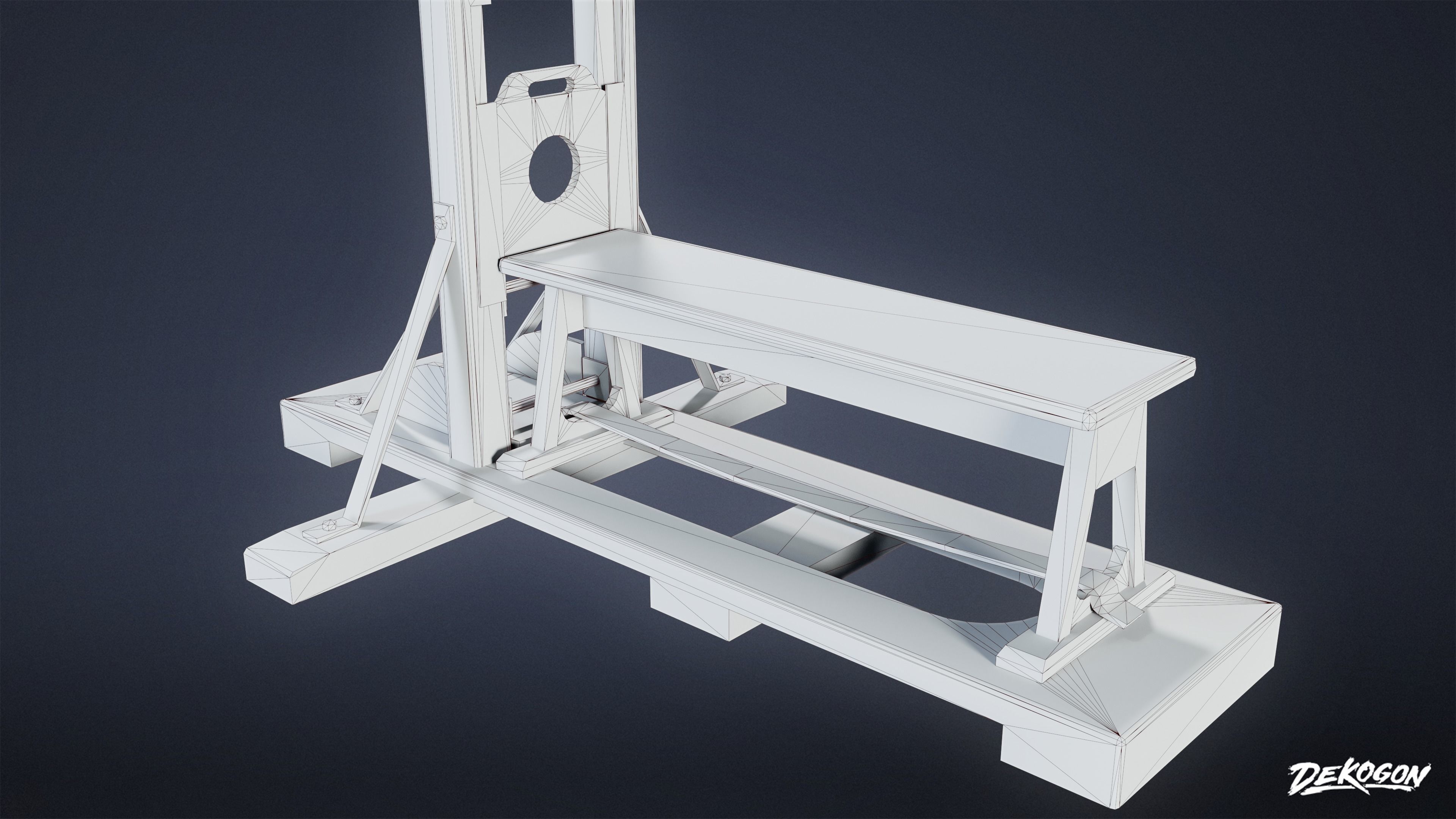MEDIEVAL - Guillotine 01 - LOW POLY Low-poly 3D model_9