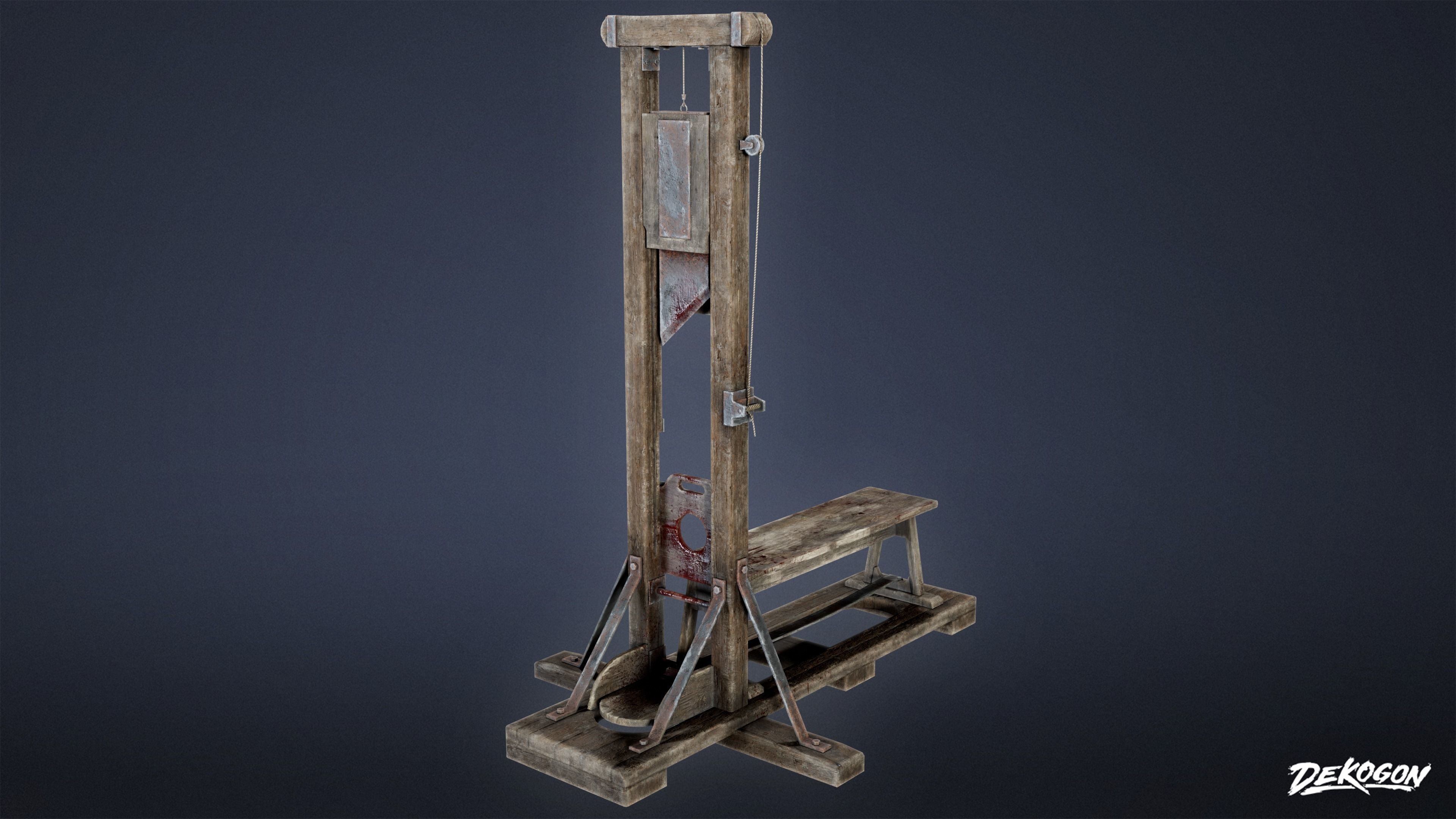 MEDIEVAL - Guillotine 01 - LOW POLY Low-poly 3D model_2