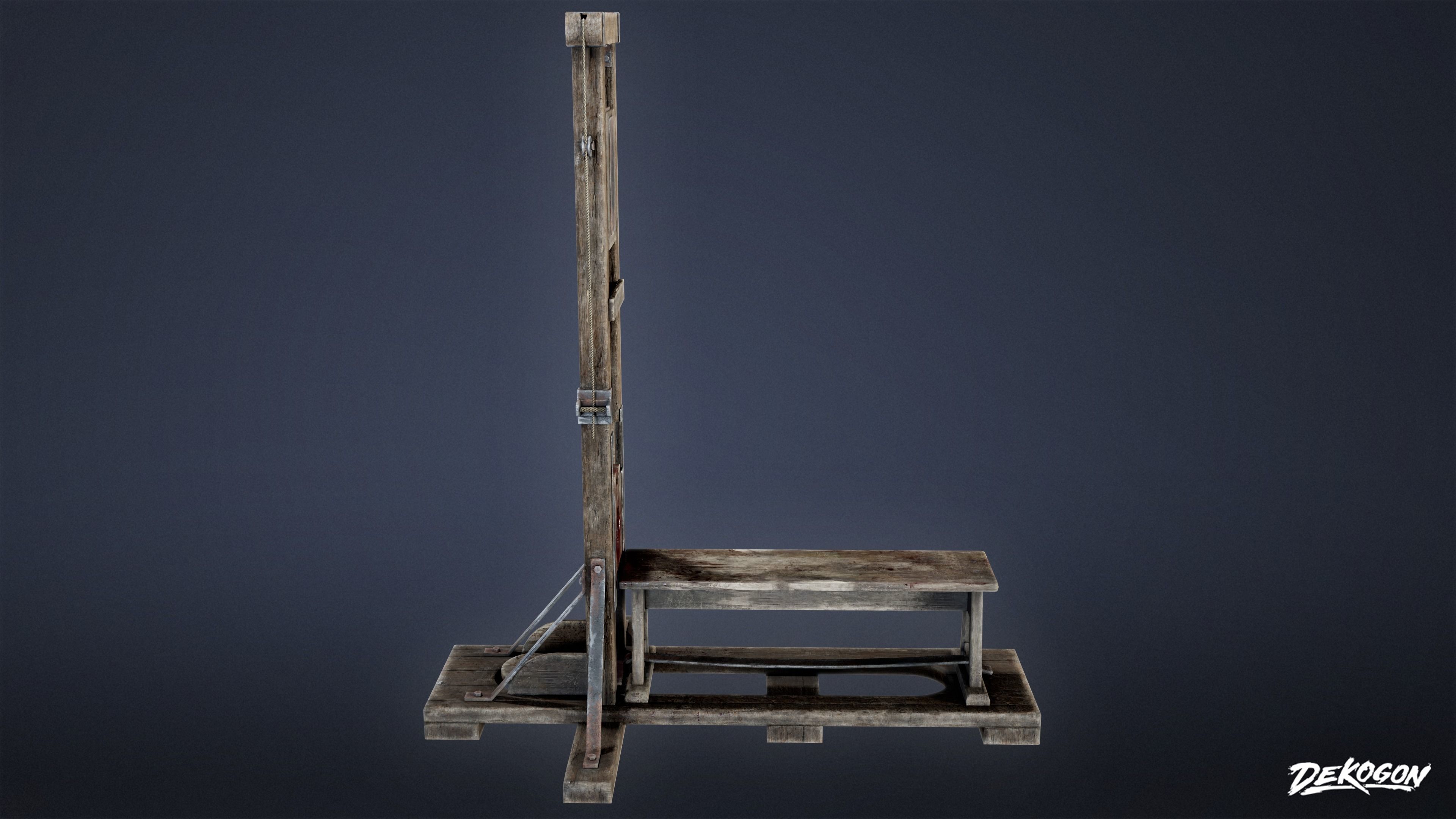 MEDIEVAL - Guillotine 01 - LOW POLY Low-poly 3D model_1