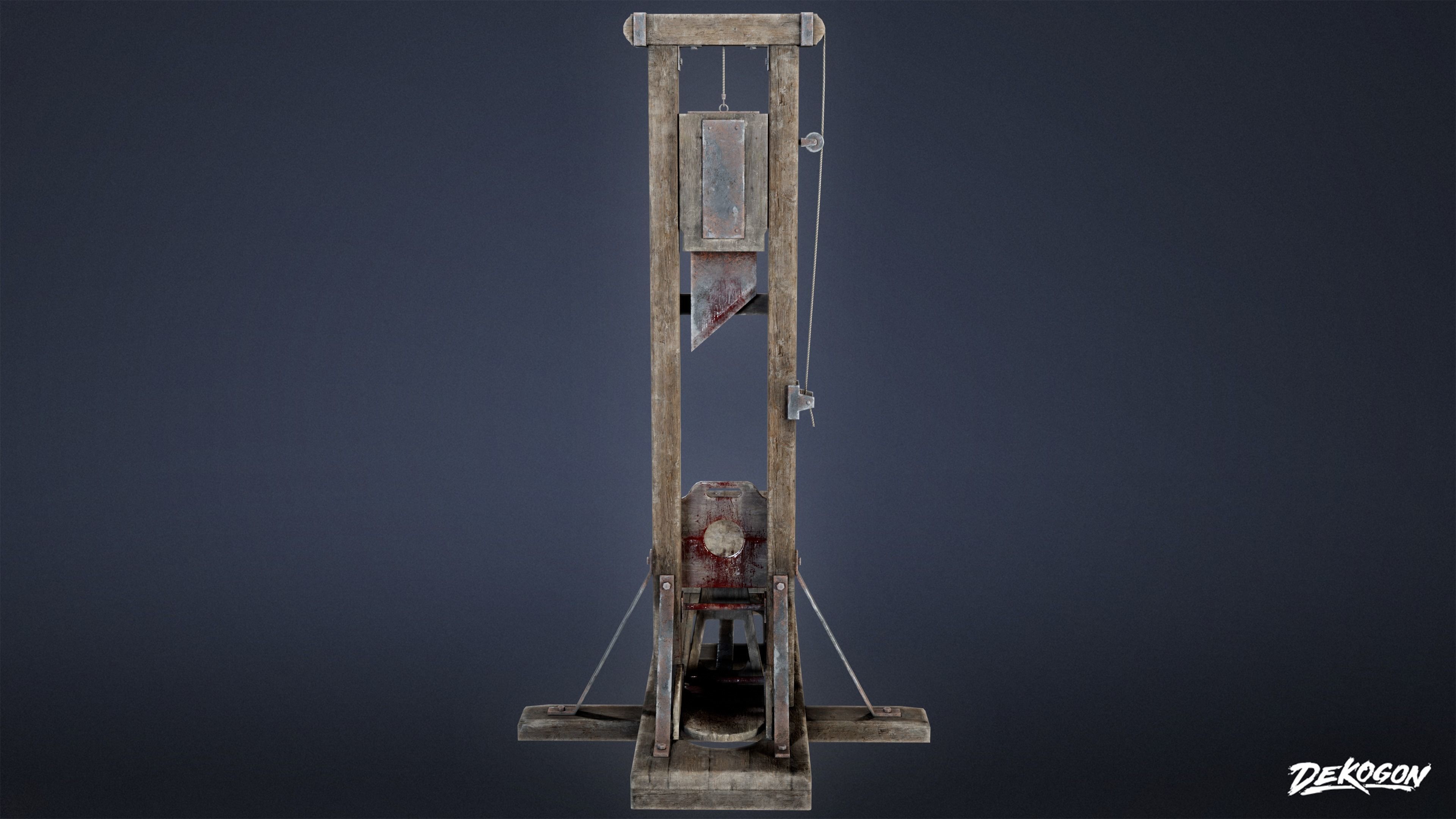 MEDIEVAL - Guillotine 01 - LOW POLY Low-poly 3D model_3