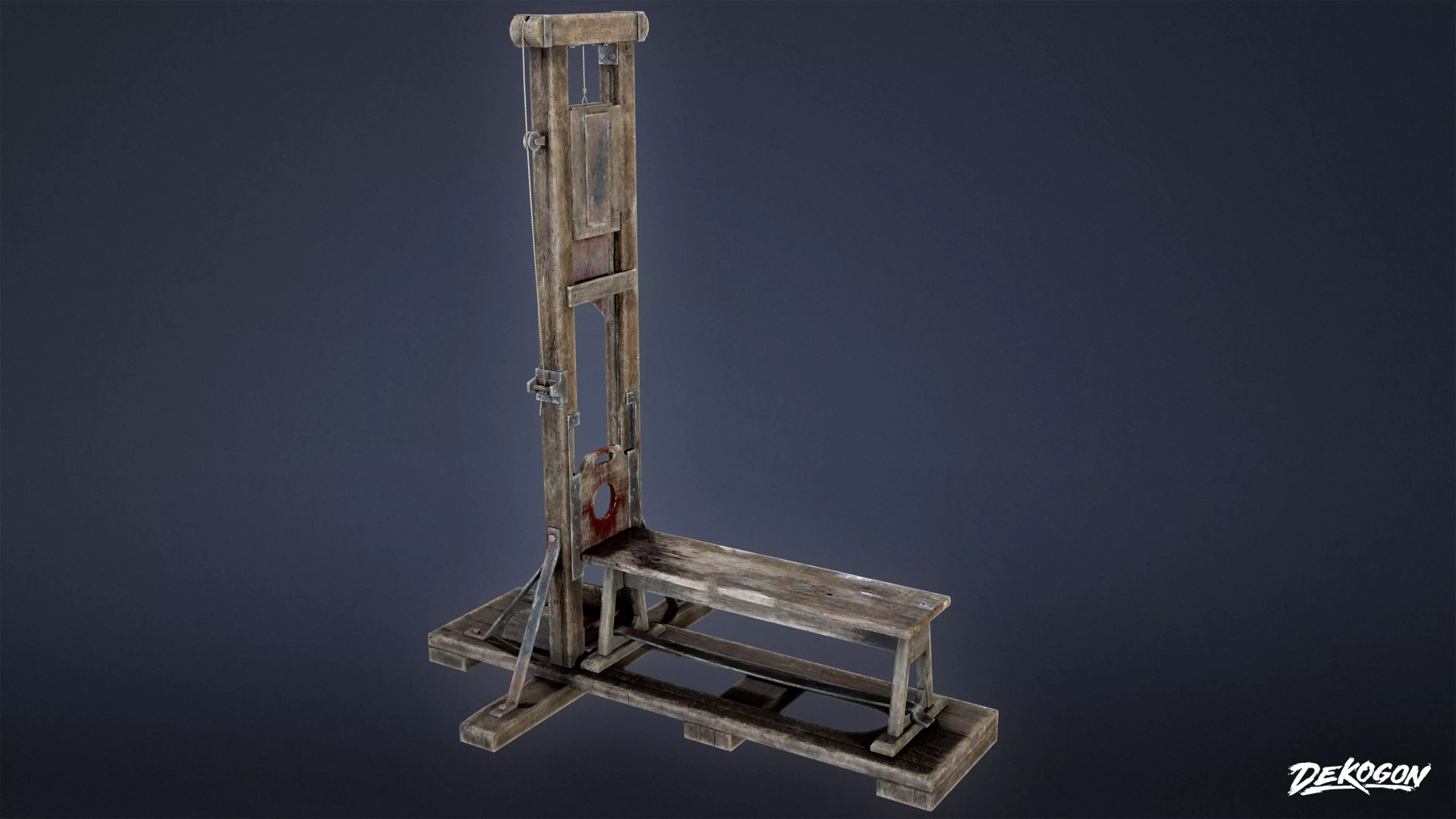 MEDIEVAL - Guillotine 01 - LOW POLY Low-poly 3D model_0