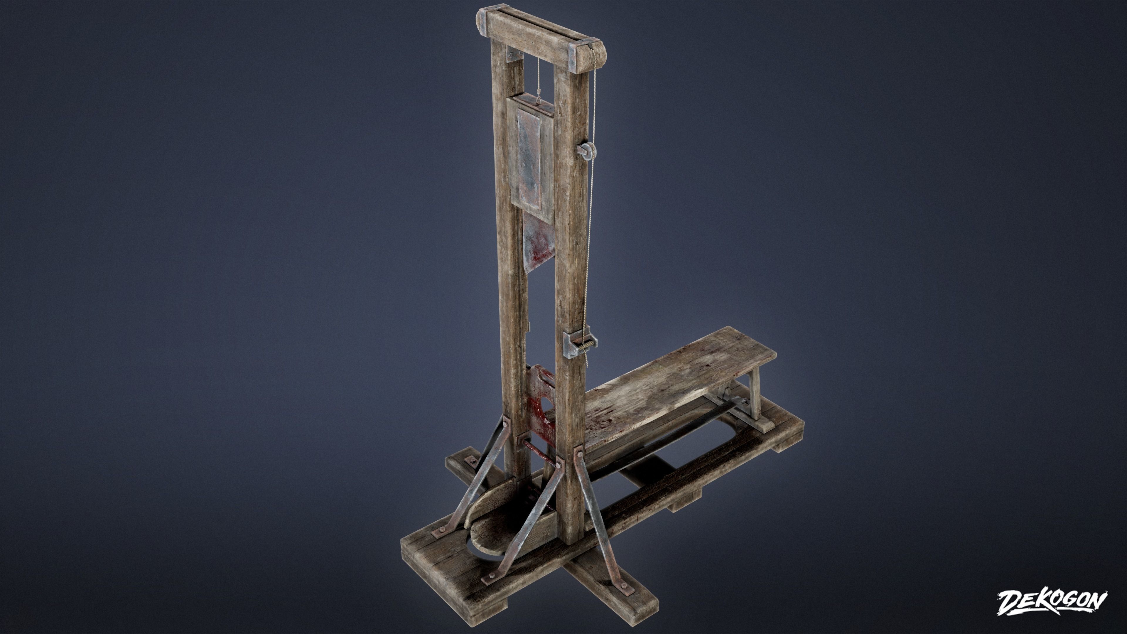 MEDIEVAL - Guillotine 01 - LOW POLY Low-poly 3D model_4