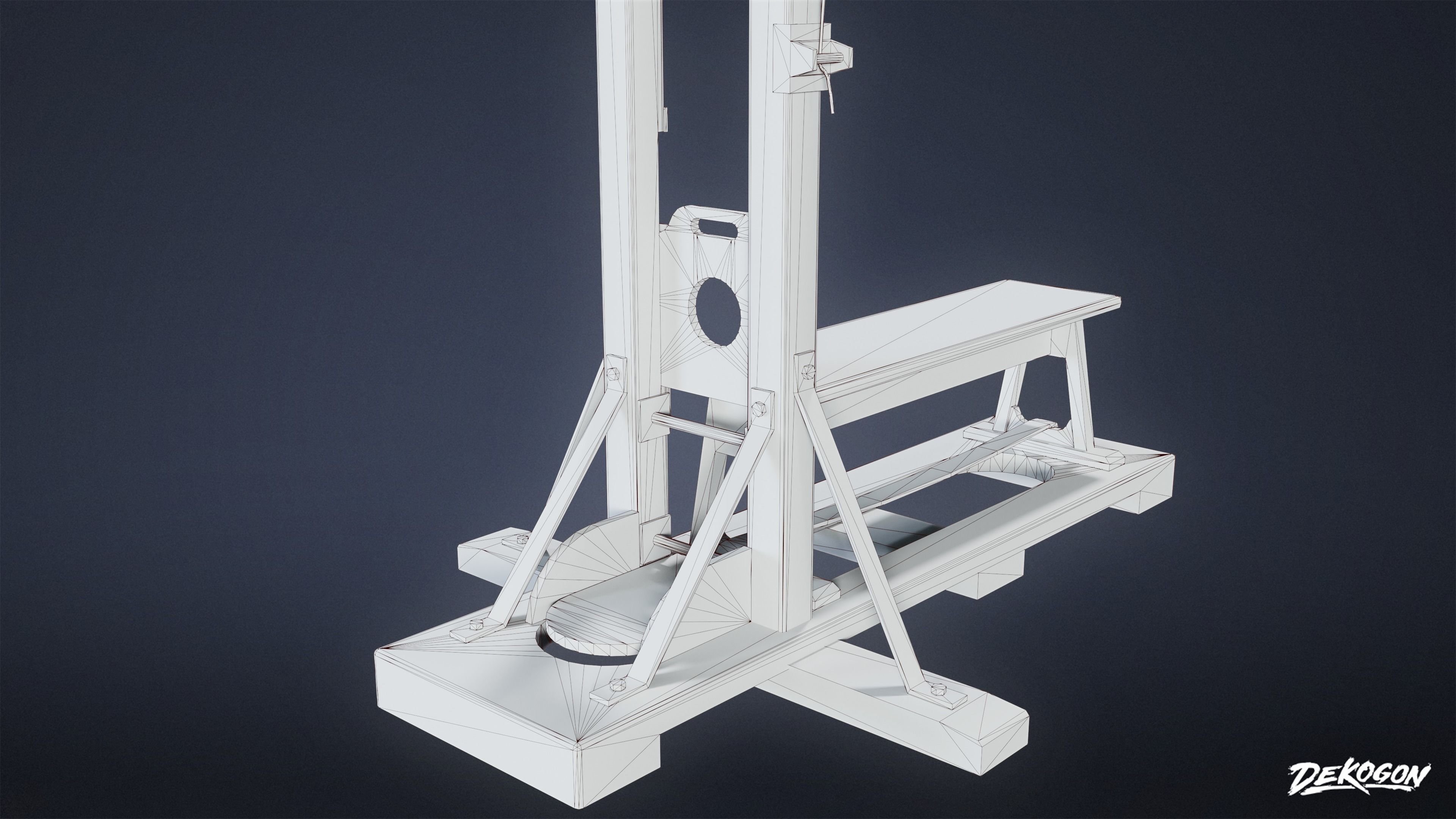 MEDIEVAL - Guillotine 01 - LOW POLY Low-poly 3D model_7