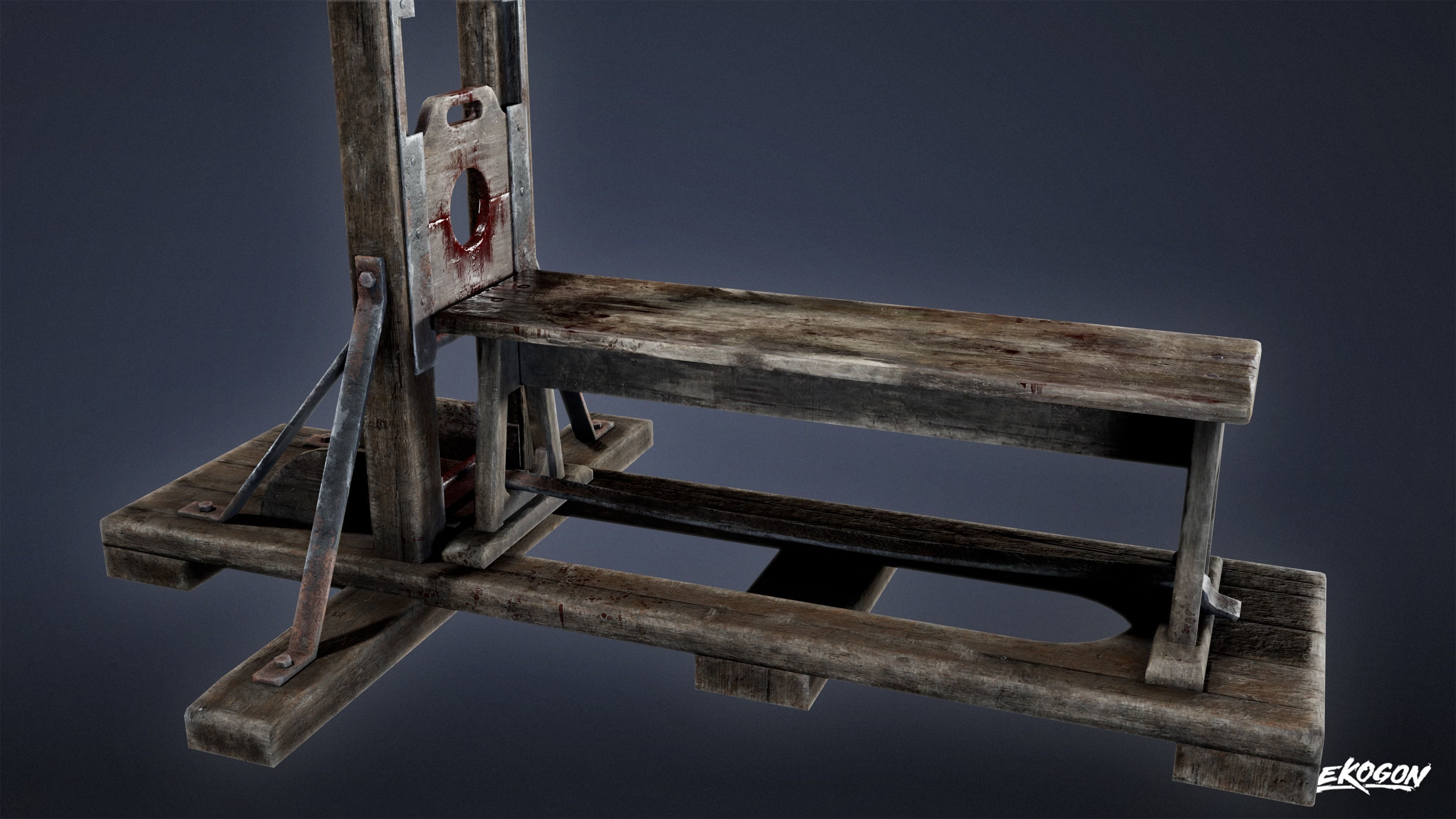 MEDIEVAL - Guillotine 01 - LOW POLY Low-poly 3D model_5