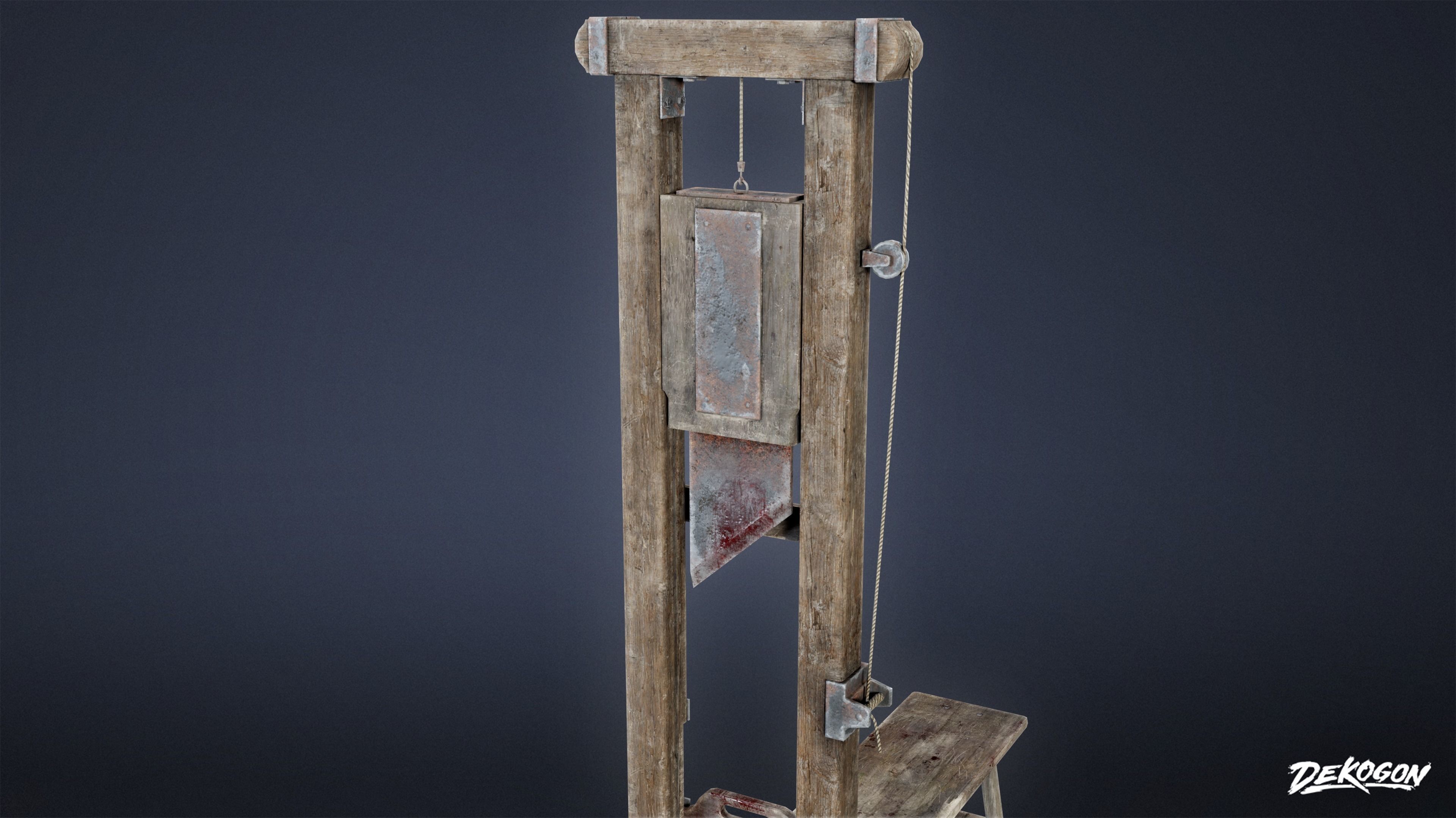 MEDIEVAL - Guillotine 01 - LOW POLY Low-poly 3D model_6