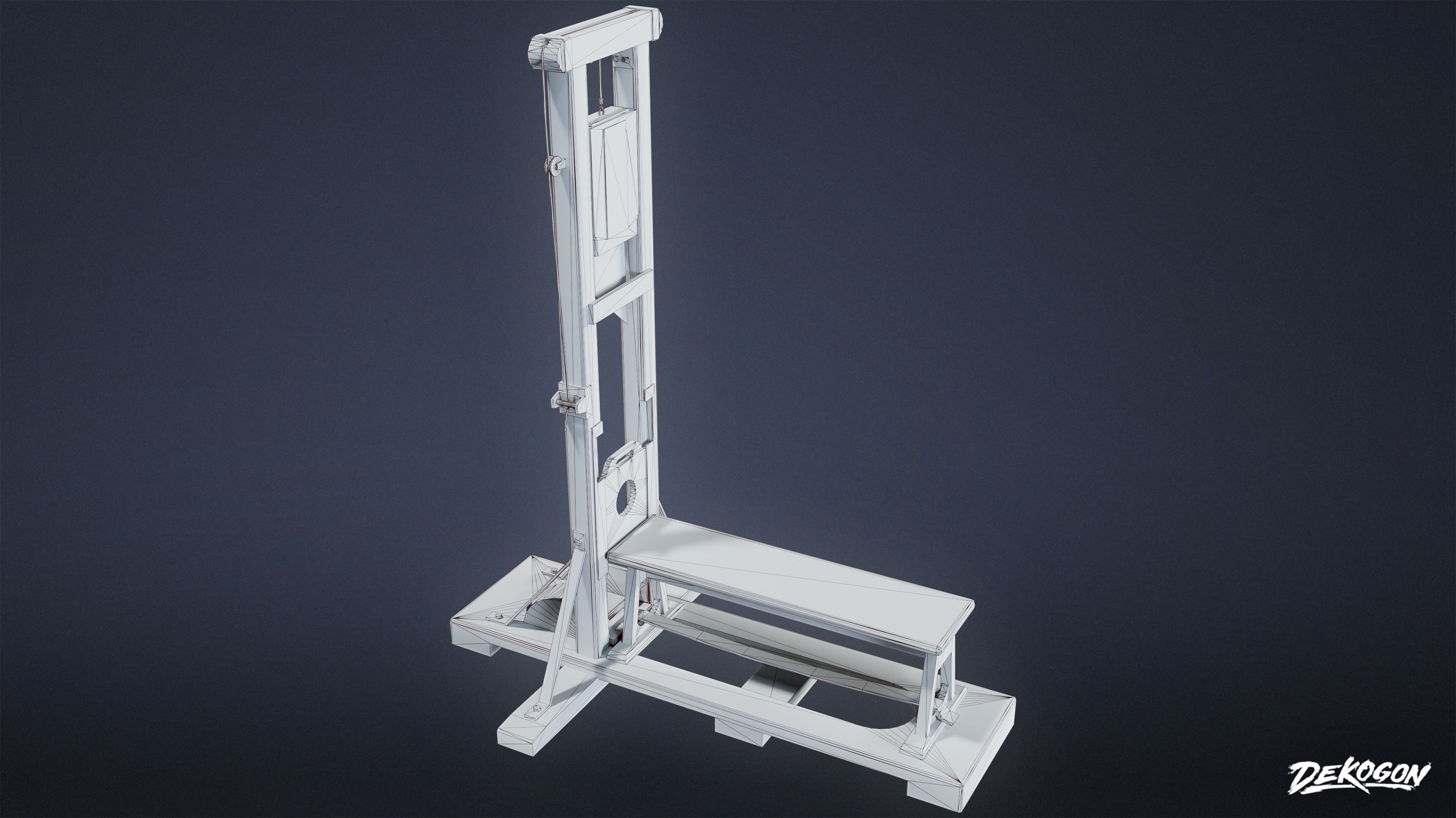 MEDIEVAL - Guillotine 01 - LOW POLY Low-poly 3D model_8