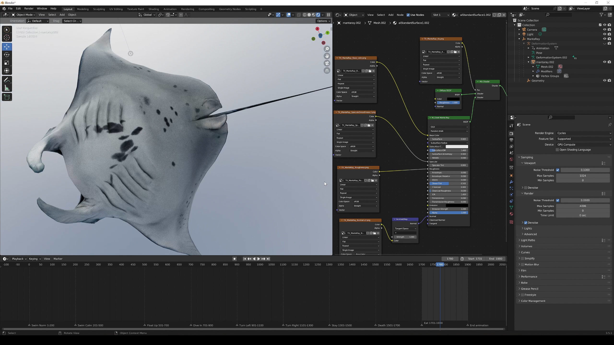 Giant Manta Ray Low-poly 3D model_21