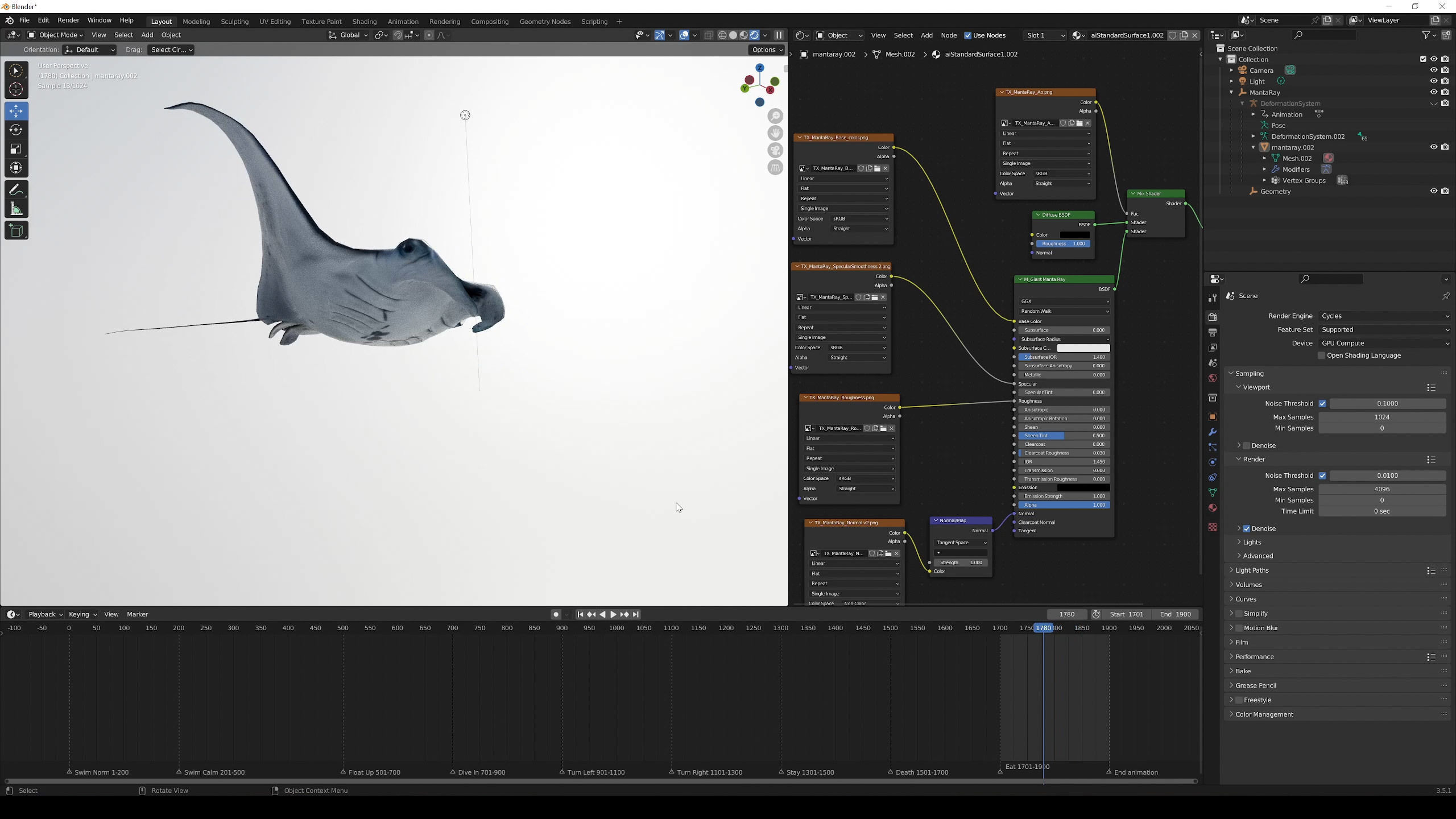 Giant Manta Ray Low-poly 3D model_20