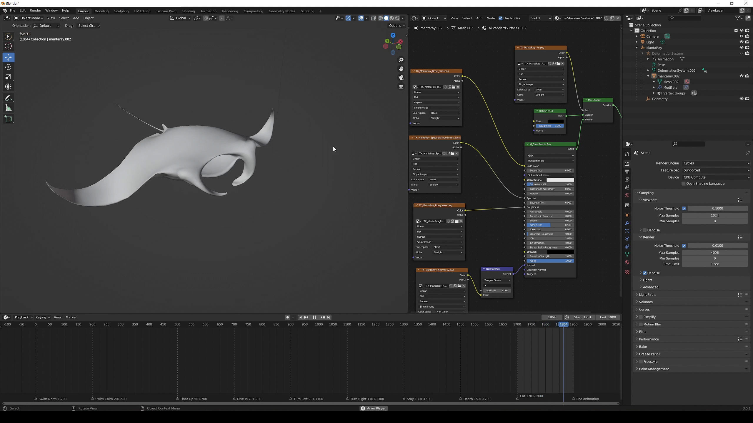 Giant Manta Ray Low-poly 3D model_19