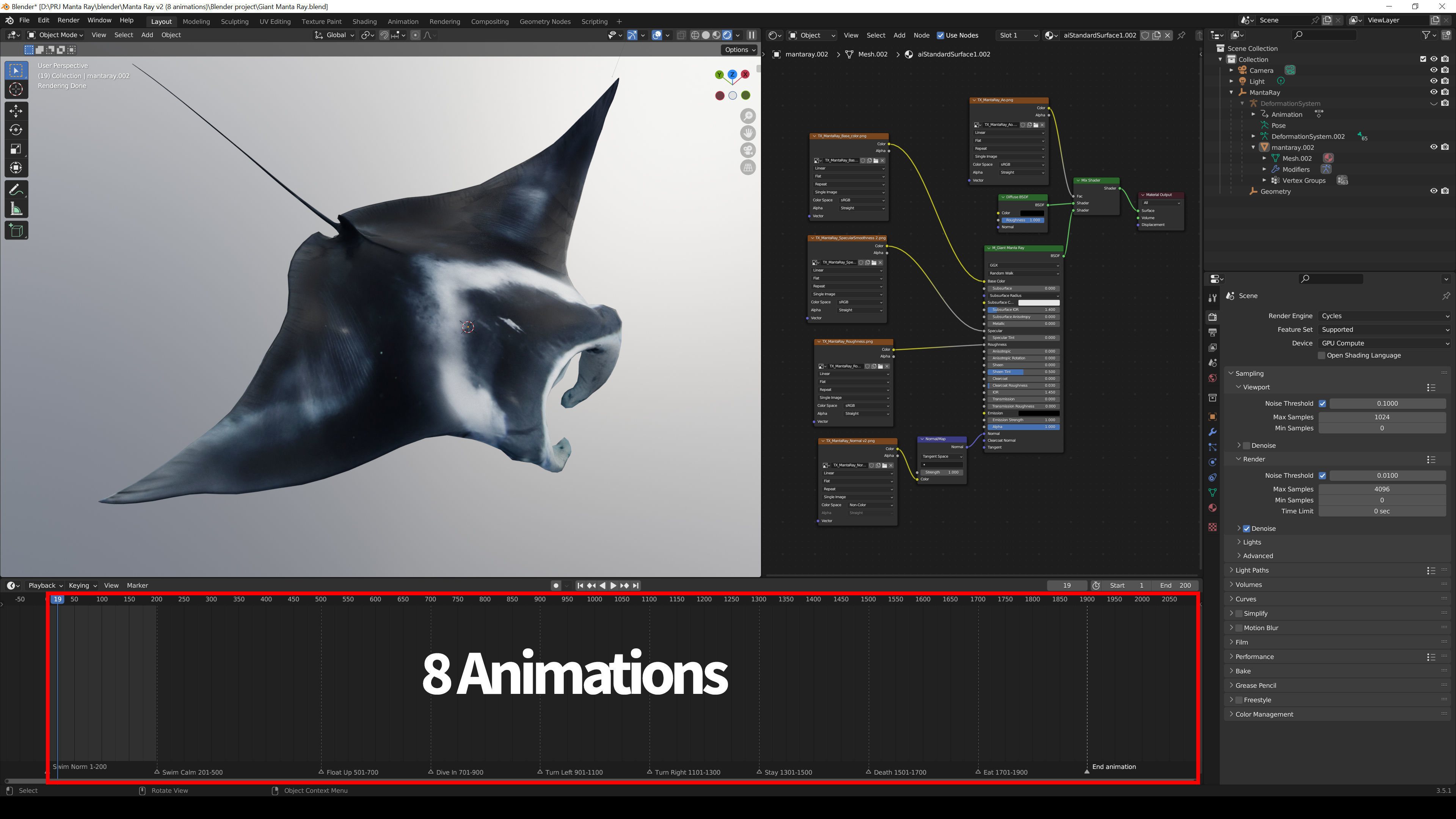 Giant Manta Ray Low-poly 3D model_17
