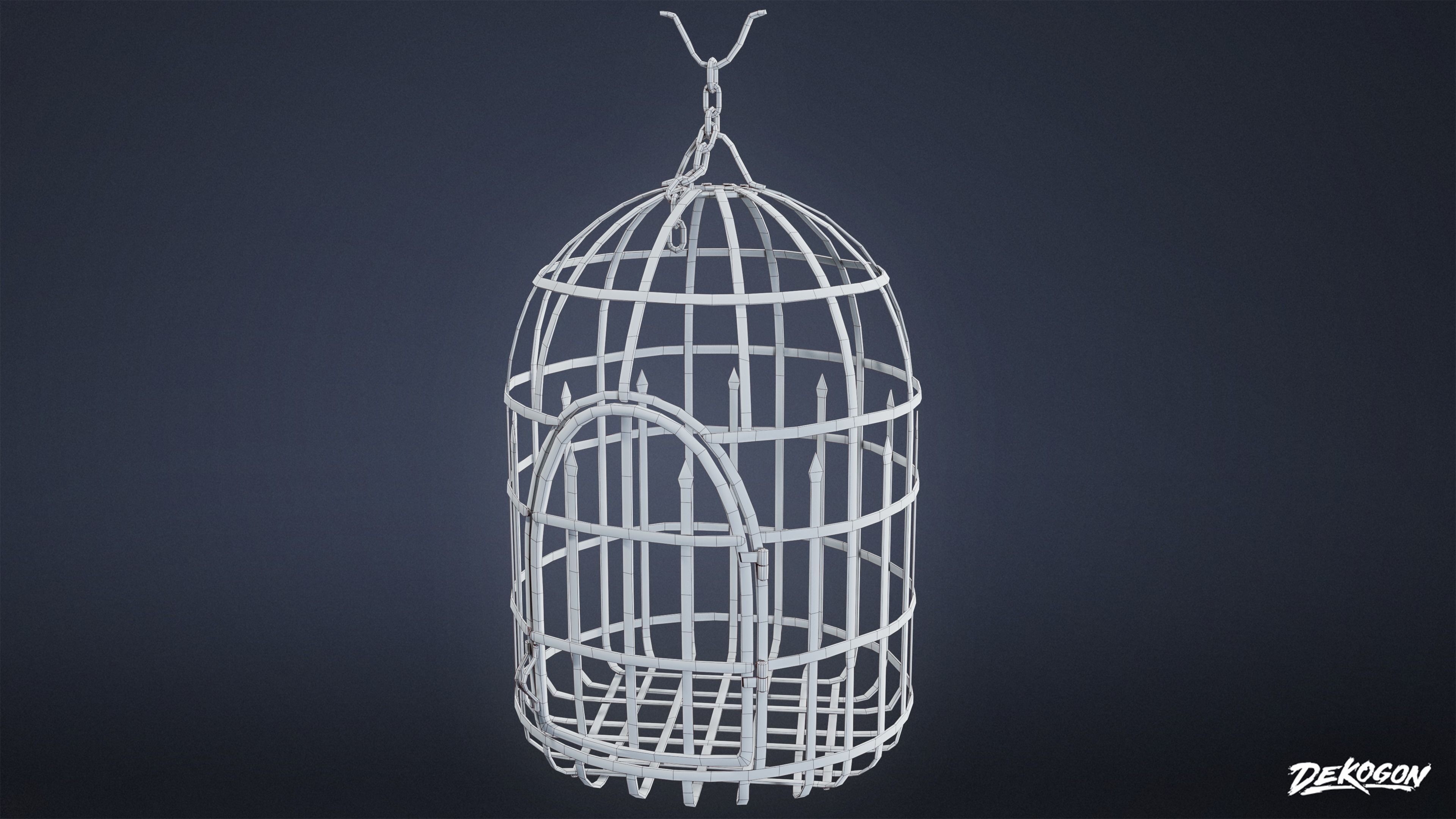 MEDIEVAL - Hanging Cage 03 - LOW POLY Low-poly 3D model_7