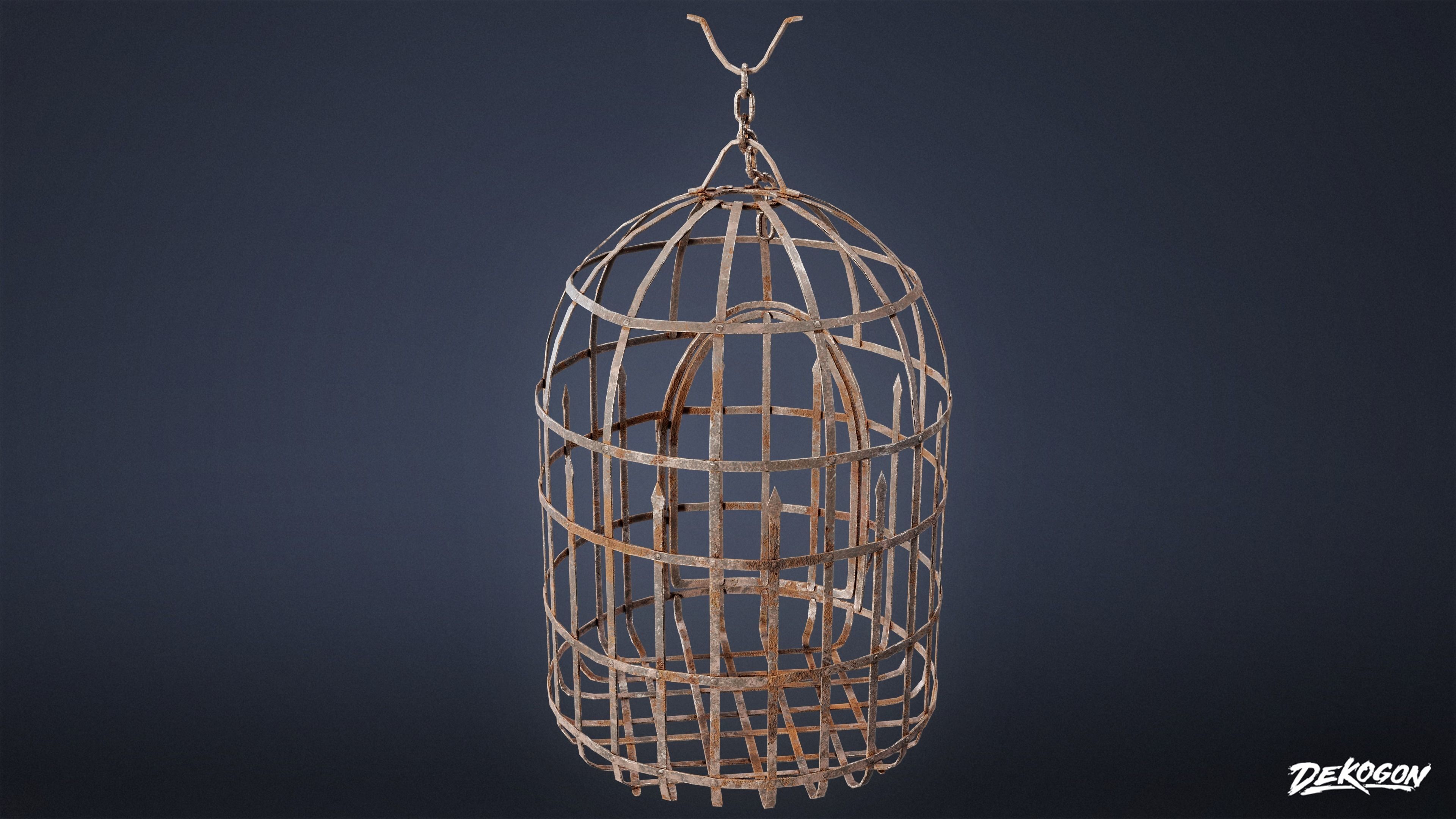 MEDIEVAL - Hanging Cage 03 - LOW POLY Low-poly 3D model_6