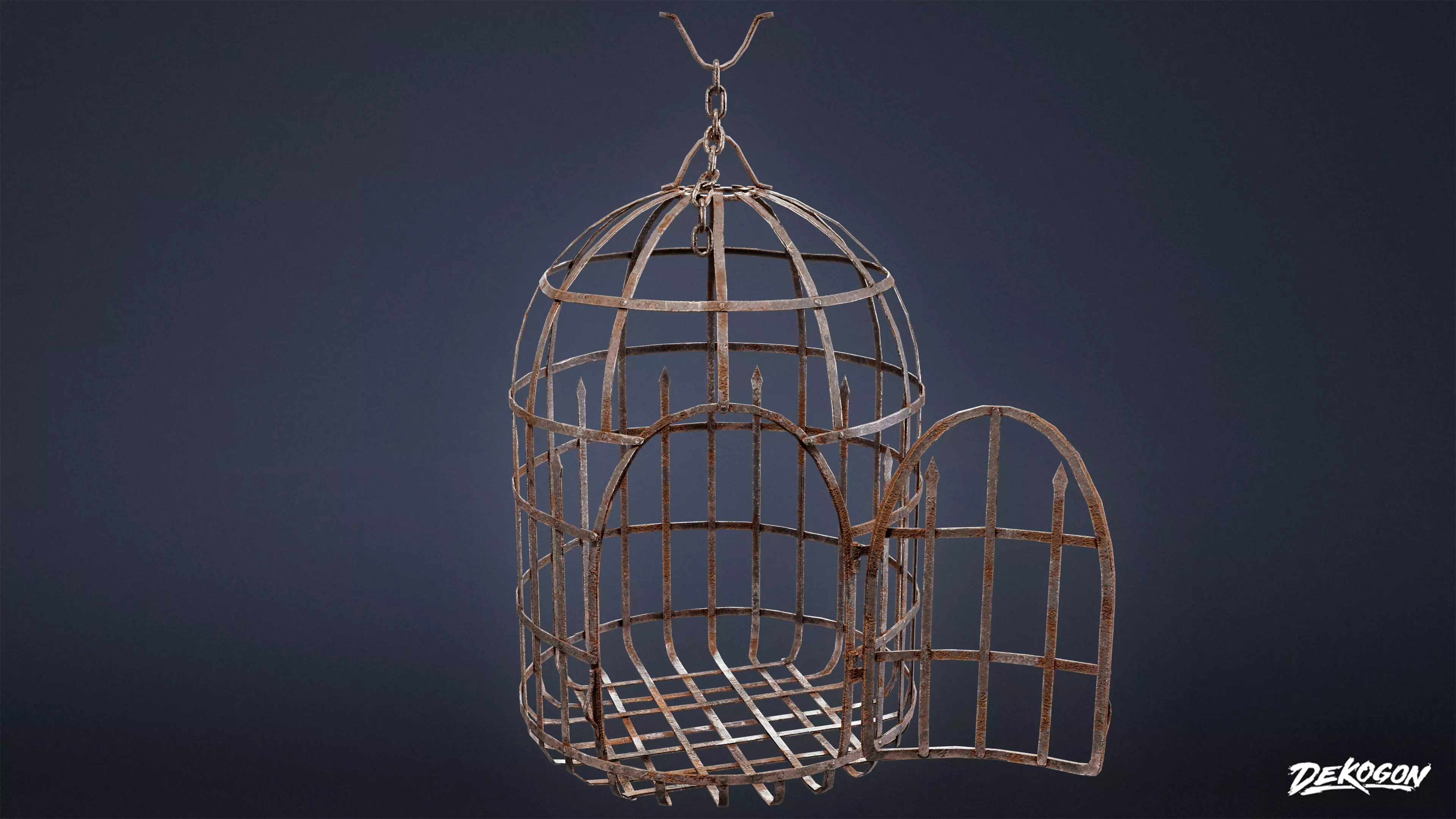 MEDIEVAL - Hanging Cage 03 - LOW POLY Low-poly 3D model_0