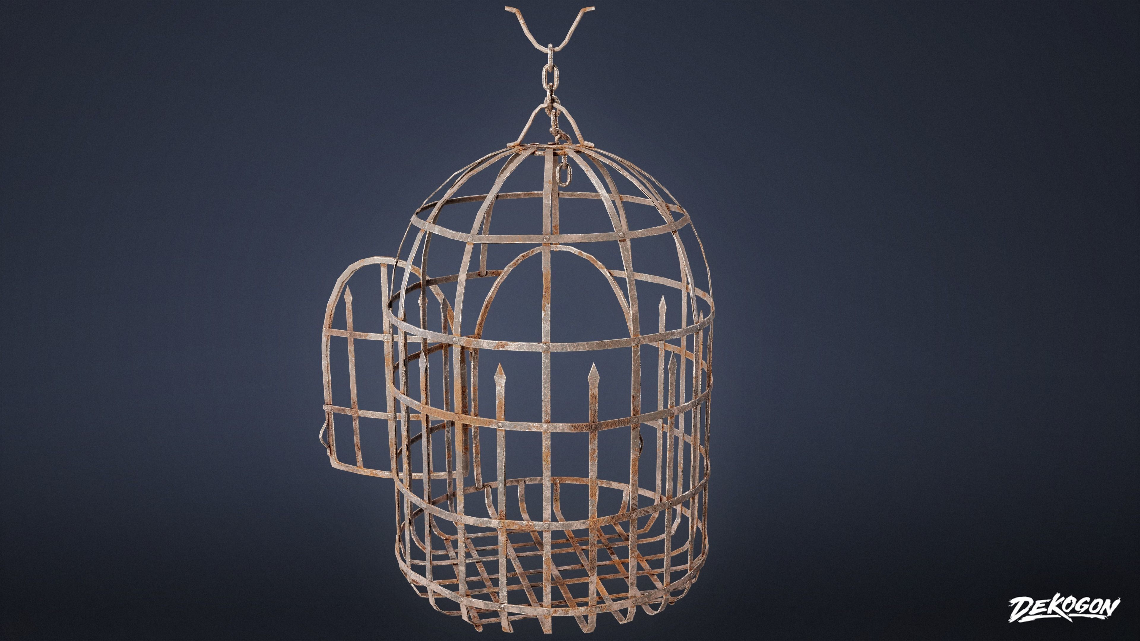 MEDIEVAL - Hanging Cage 03 - LOW POLY Low-poly 3D model_2