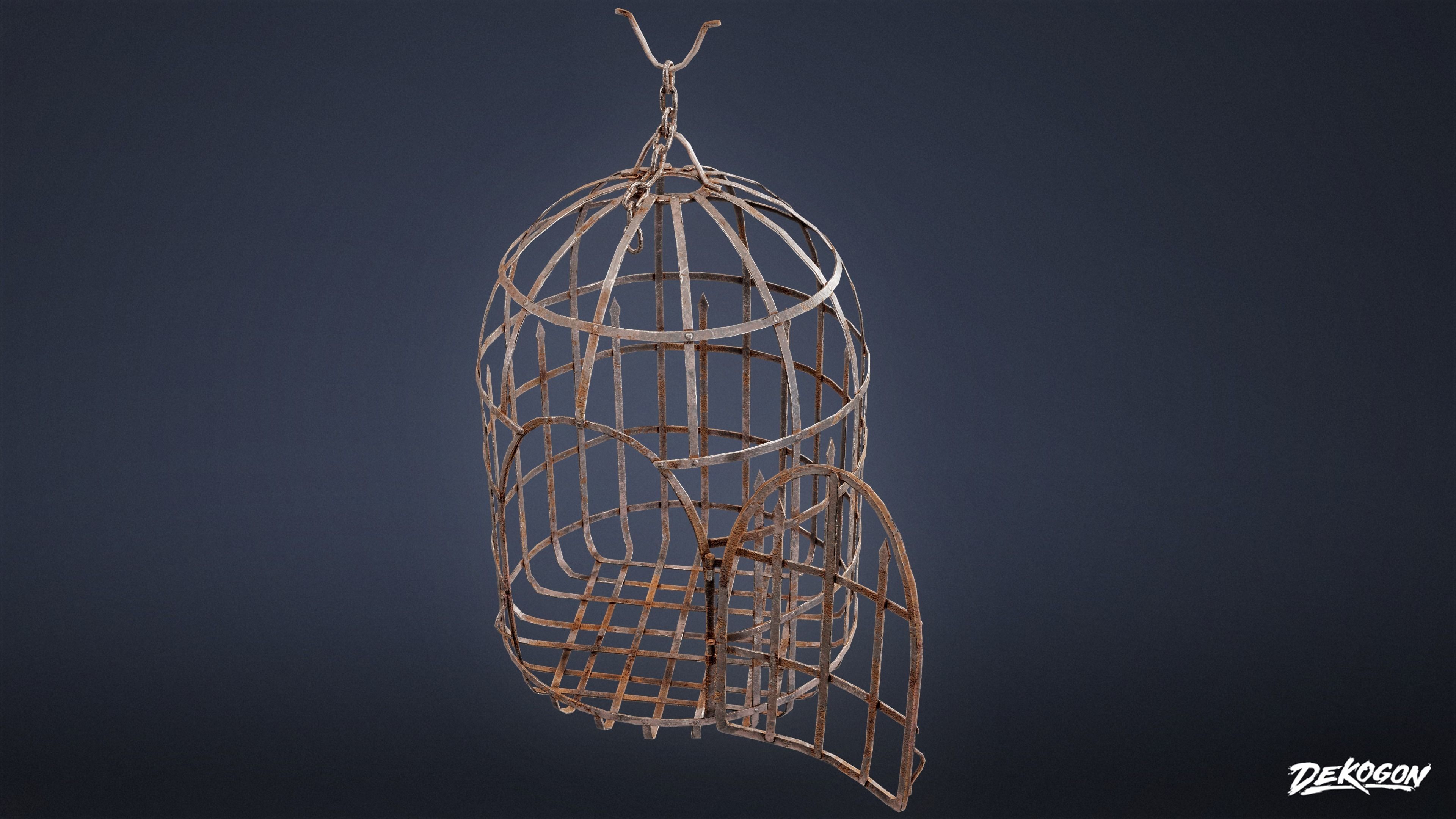 MEDIEVAL - Hanging Cage 03 - LOW POLY Low-poly 3D model_3