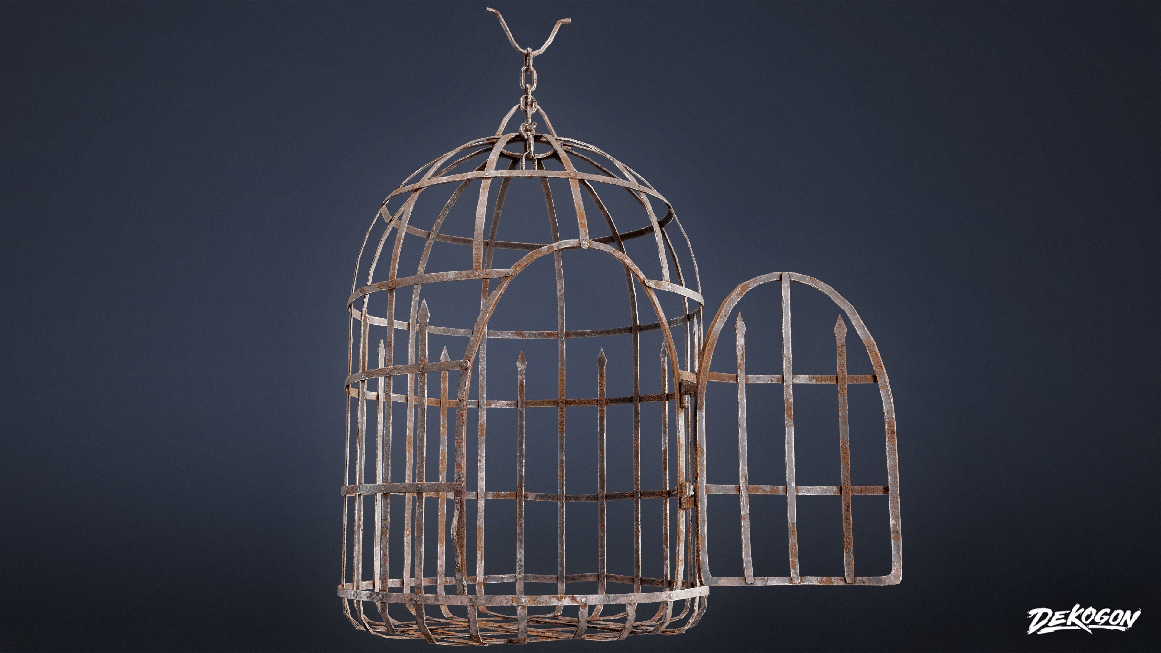 MEDIEVAL - Hanging Cage 03 - LOW POLY Low-poly 3D model_4