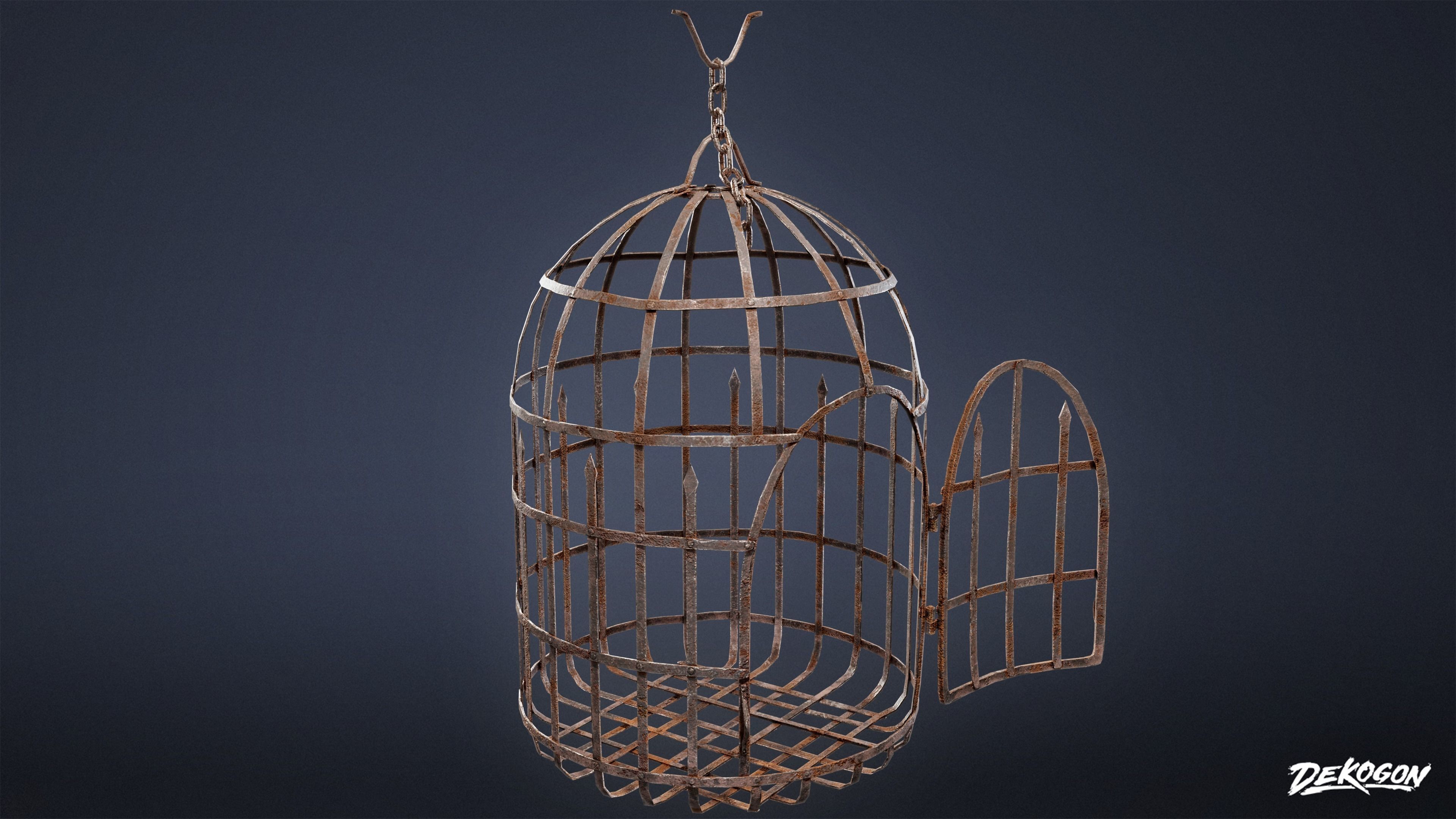 MEDIEVAL - Hanging Cage 03 - LOW POLY Low-poly 3D model_1