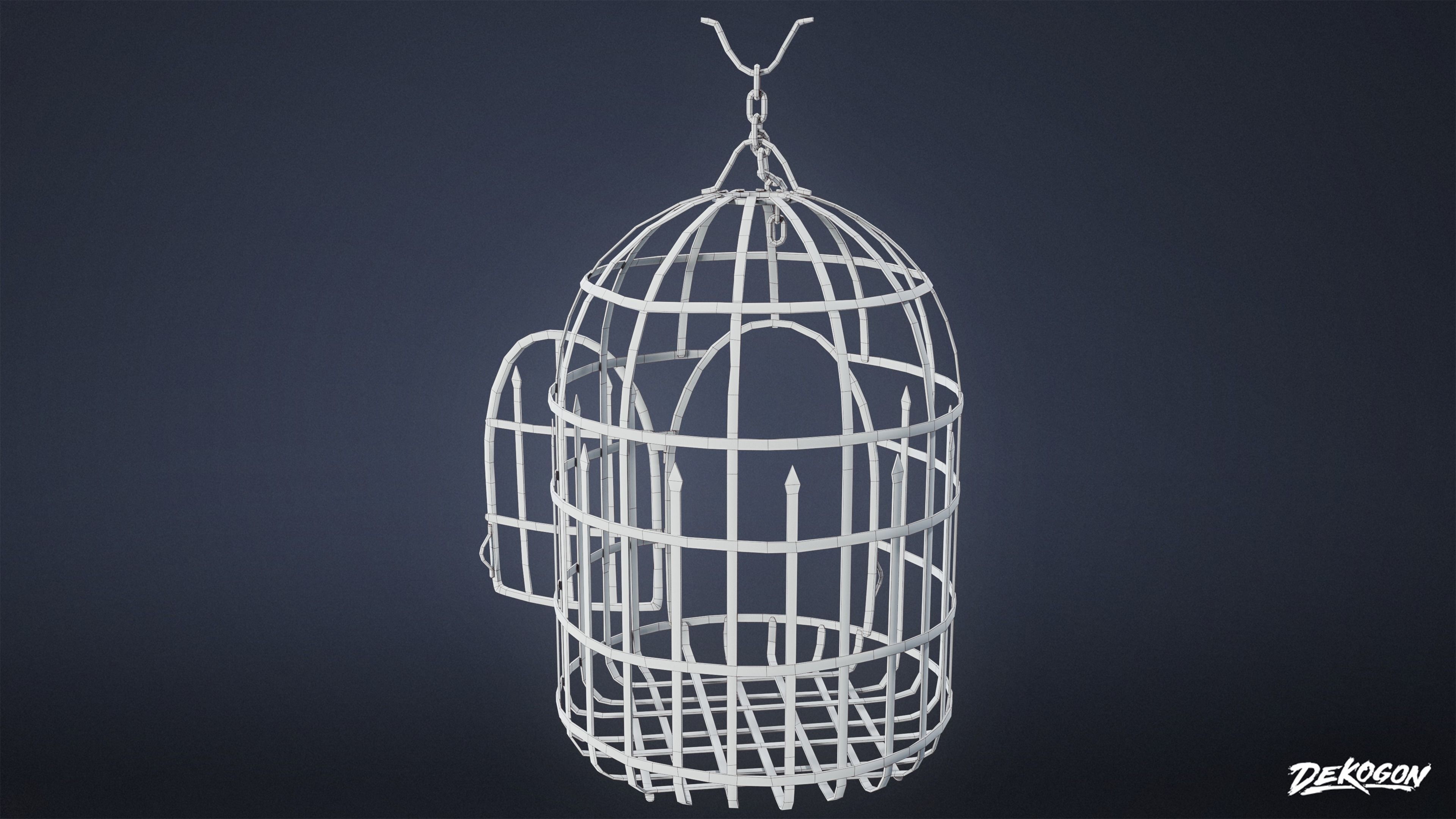 MEDIEVAL - Hanging Cage 03 - LOW POLY Low-poly 3D model_9