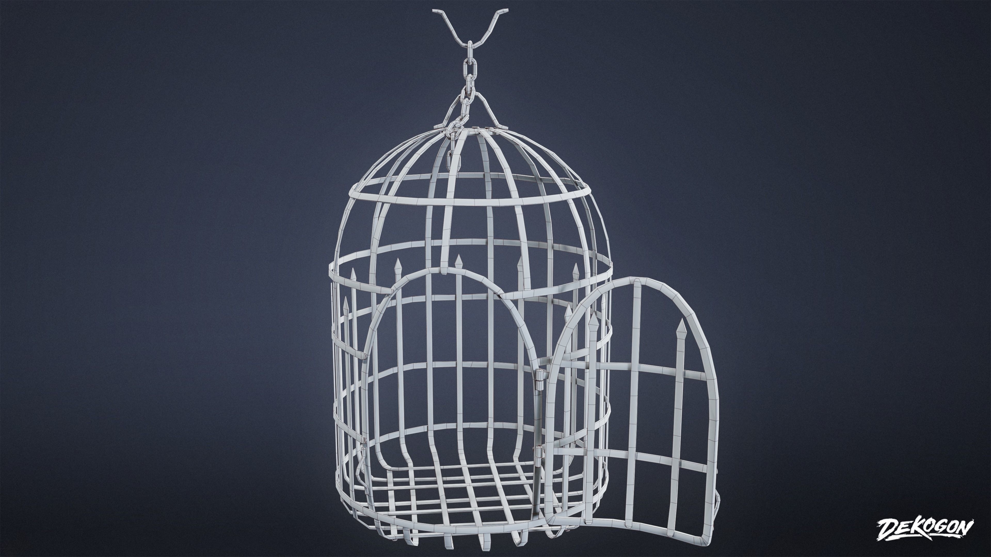 MEDIEVAL - Hanging Cage 03 - LOW POLY Low-poly 3D model_8