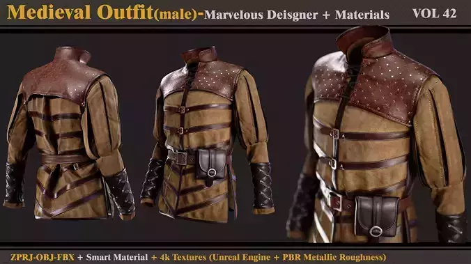 Medieval Outfit- MD-Clo3d-Smart Material - Textures -OBJ-FBX