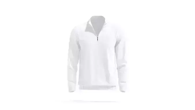 White Quarter Zip Sweater - knitted men pullover with zipper  3D model