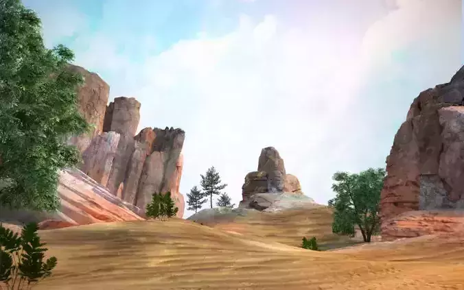 Sand Grass Dune desert landscape sahara area terrain mountain 3D model