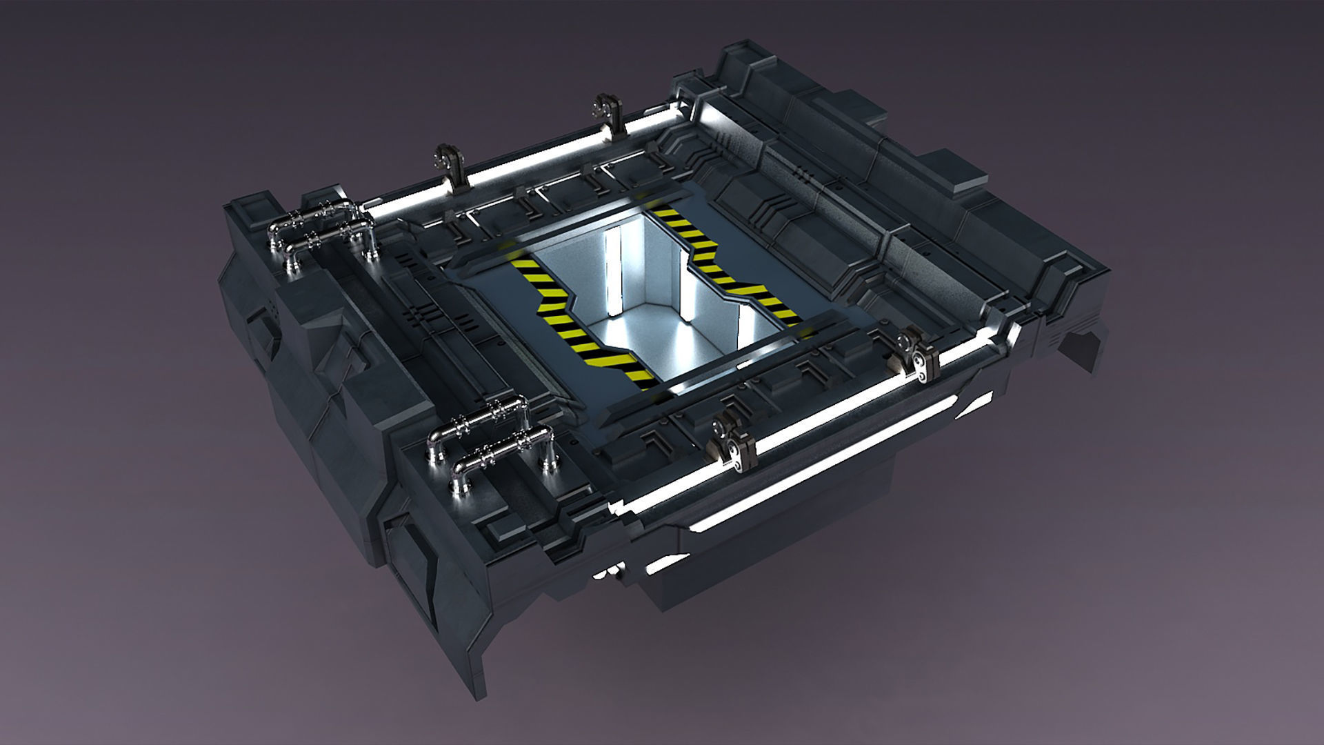 Science-fiction Gates  space corridors  mechanical 3D model_2
