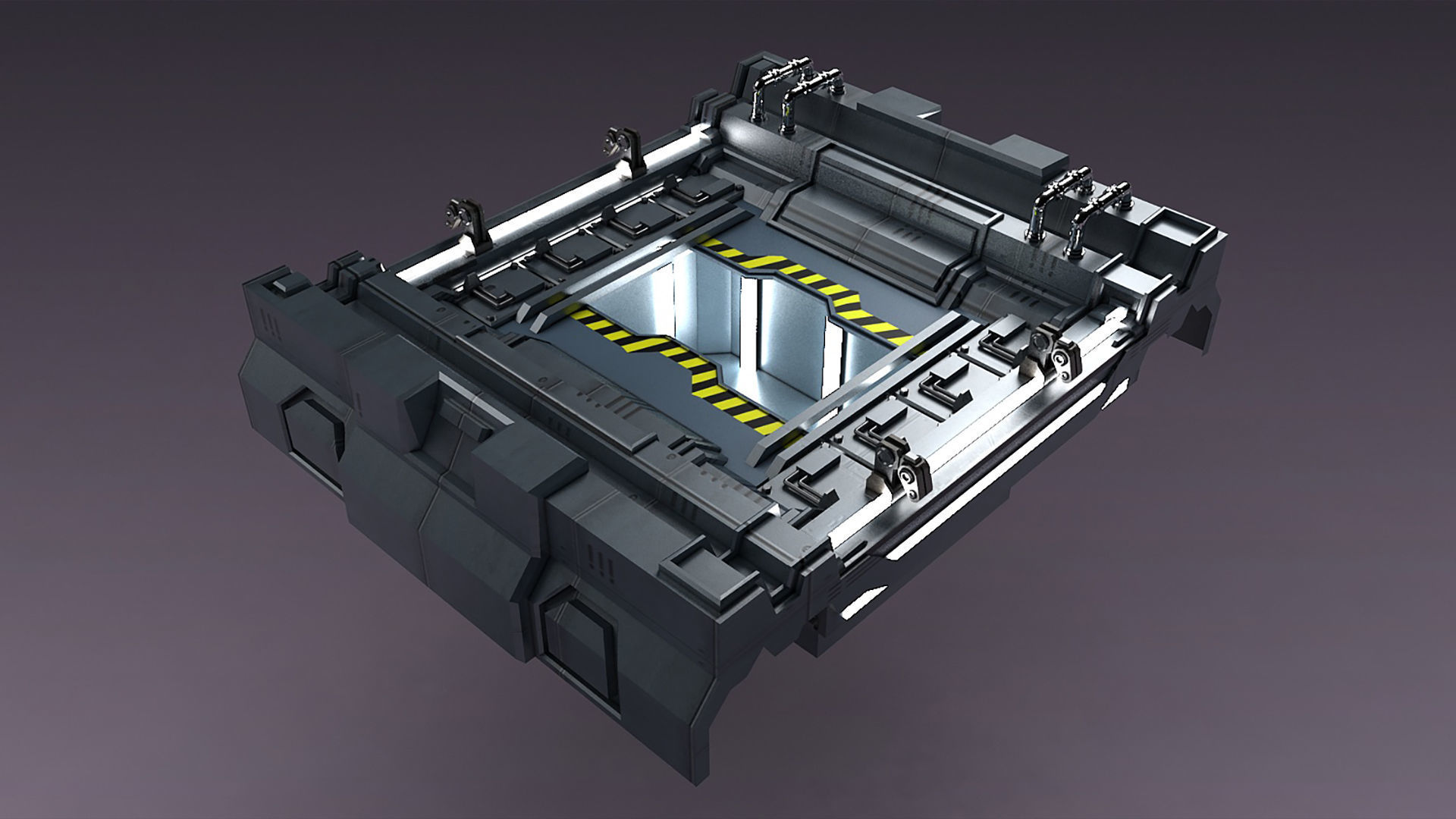 Science-fiction Gates  space corridors  mechanical 3D model_1