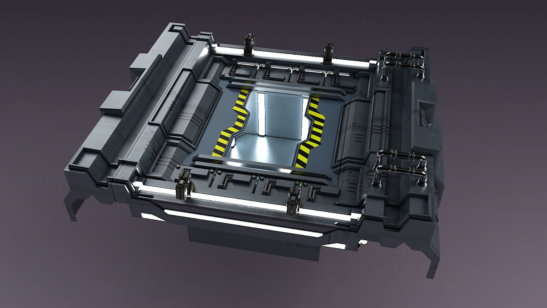 Science-fiction Gates  space corridors  mechanical 3D model_3