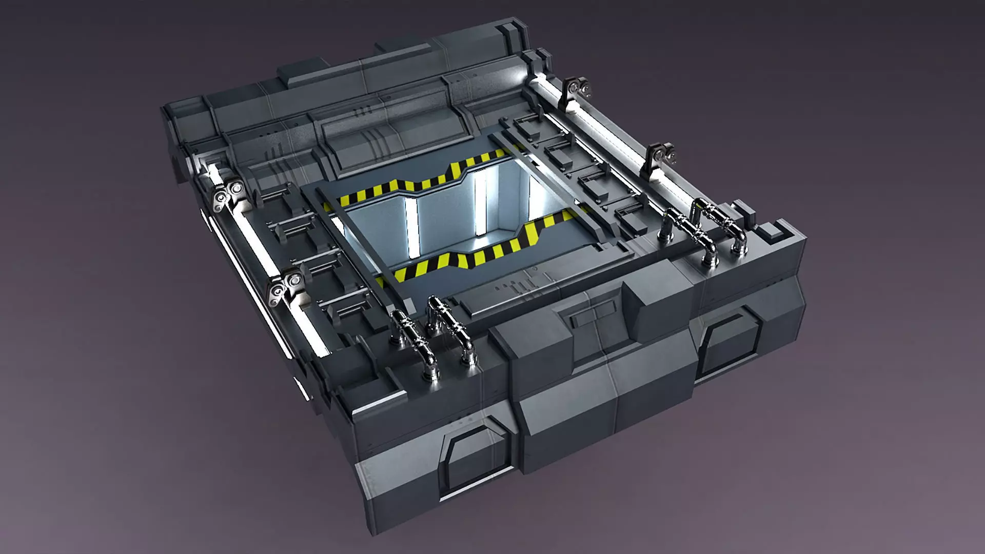 Science-fiction Gates  space corridors  mechanical 3D model_0