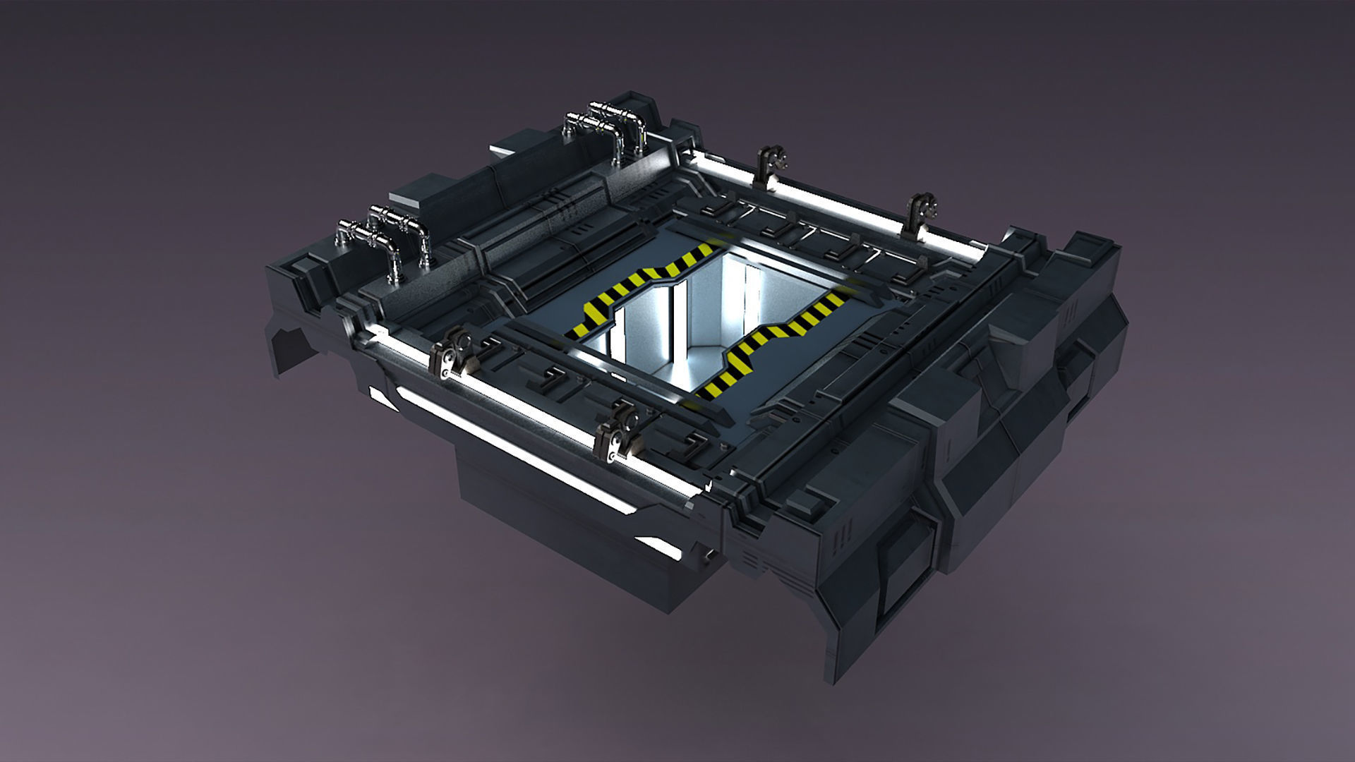 Science-fiction Gates  space corridors  mechanical 3D model_4