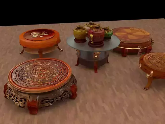 Chinese display stand with yuan bao treasure bowel  3D model