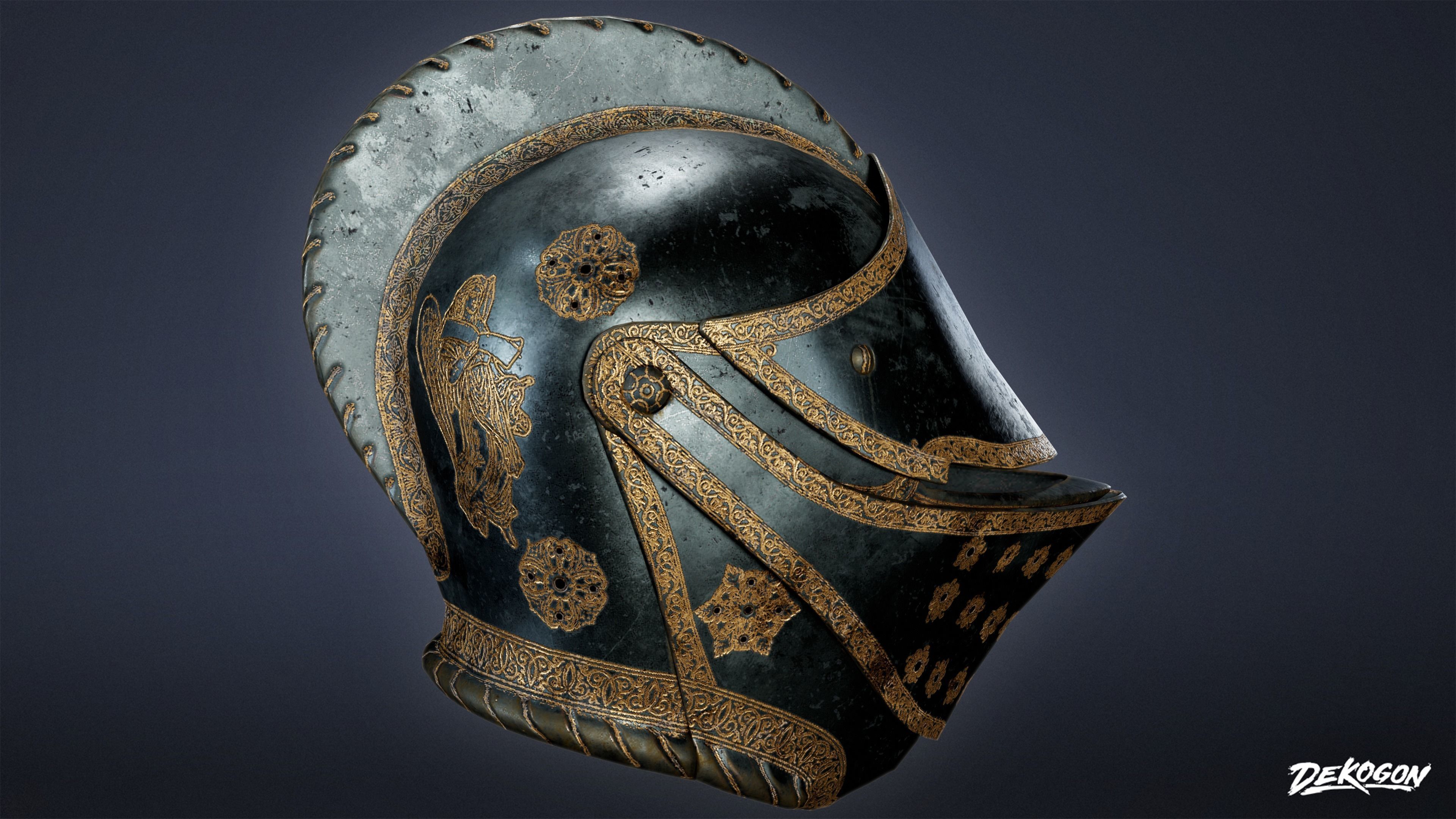 MEDIEVAL - Helmet 01 - LOW POLY Low-poly 3D model_4