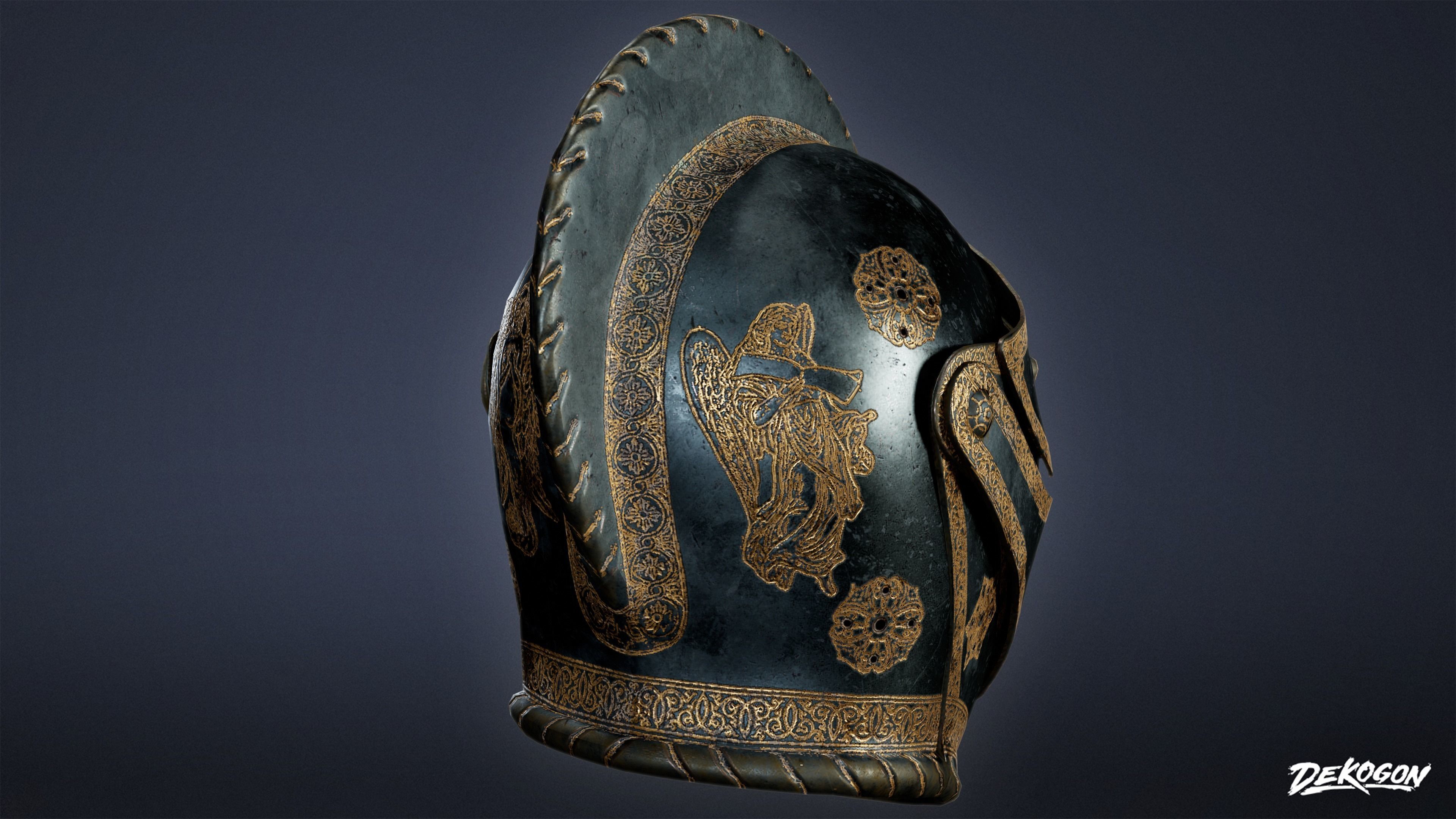 MEDIEVAL - Helmet 01 - LOW POLY Low-poly 3D model_5