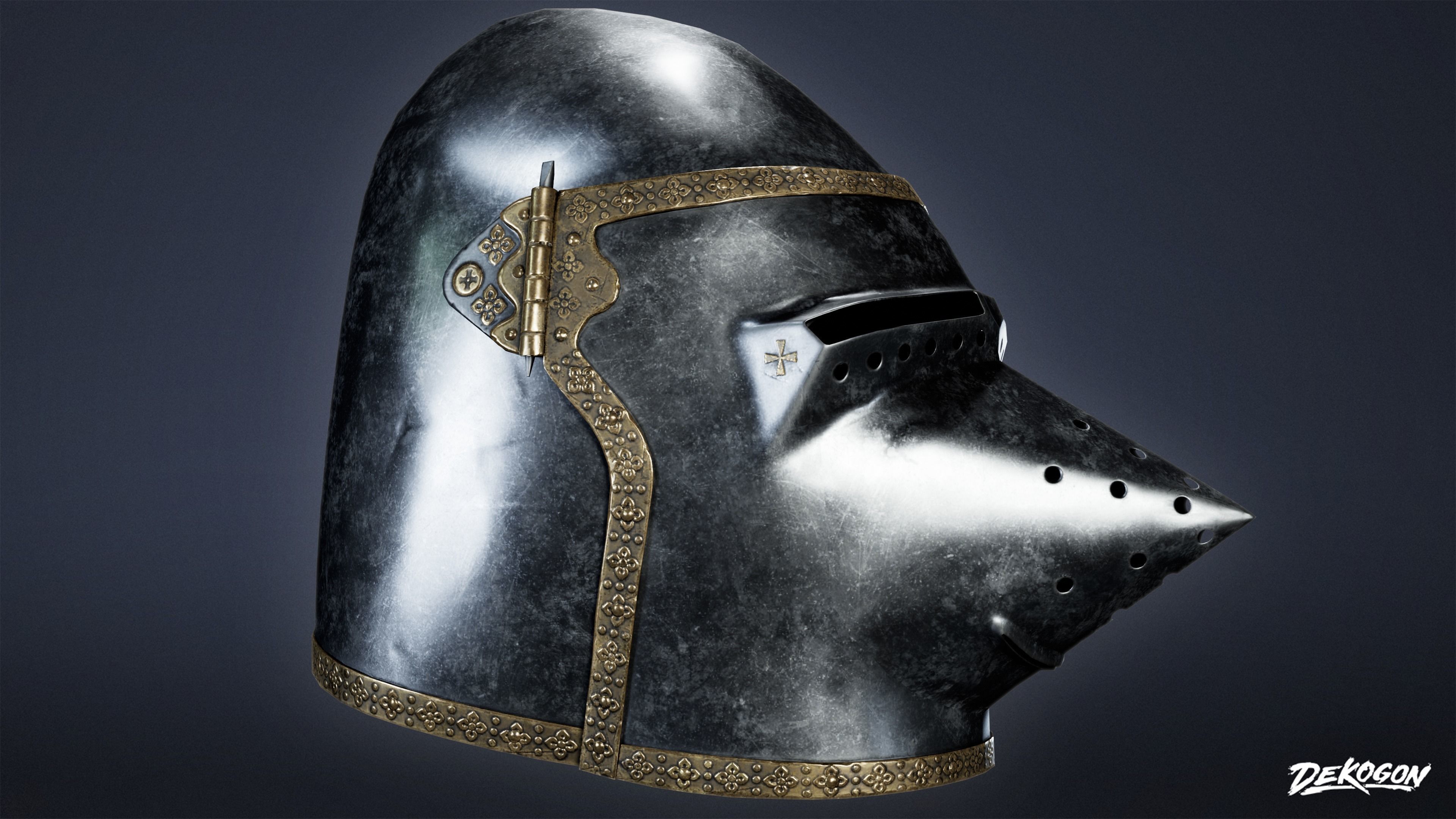 MEDIEVAL - Helmet 03 - LOW POLY Low-poly 3D model_4