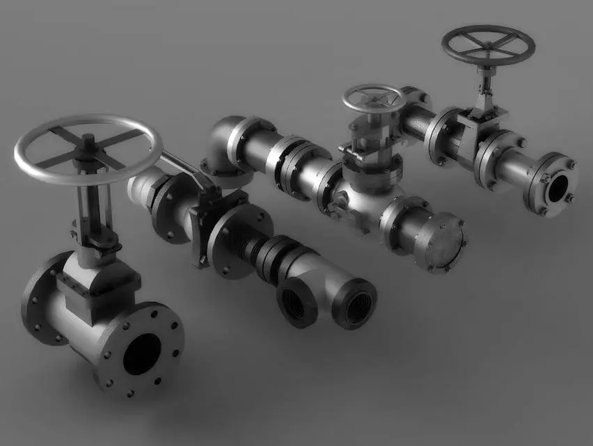 pipe pipes industrial low poly pipeline valve game 3D model_0