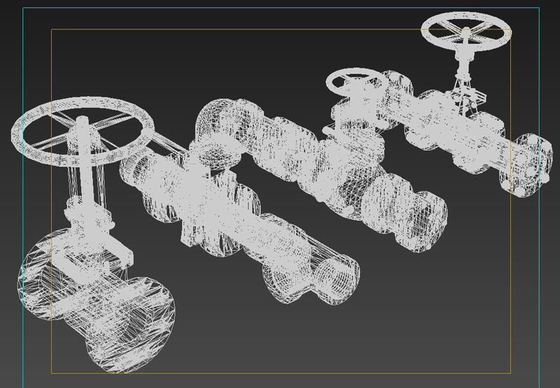 pipe pipes industrial low poly pipeline valve game 3D model_3