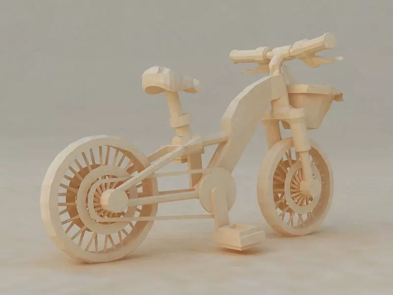 Cartoon Messenger bike Origami Toy bike low 3D model