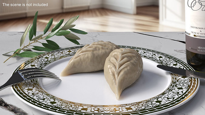 Leaf Shaped Dumpling Cooked 3D model 2