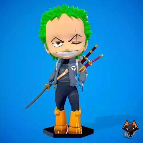 Zoro One Piece Egg Head Chibi Fanart 3D print model